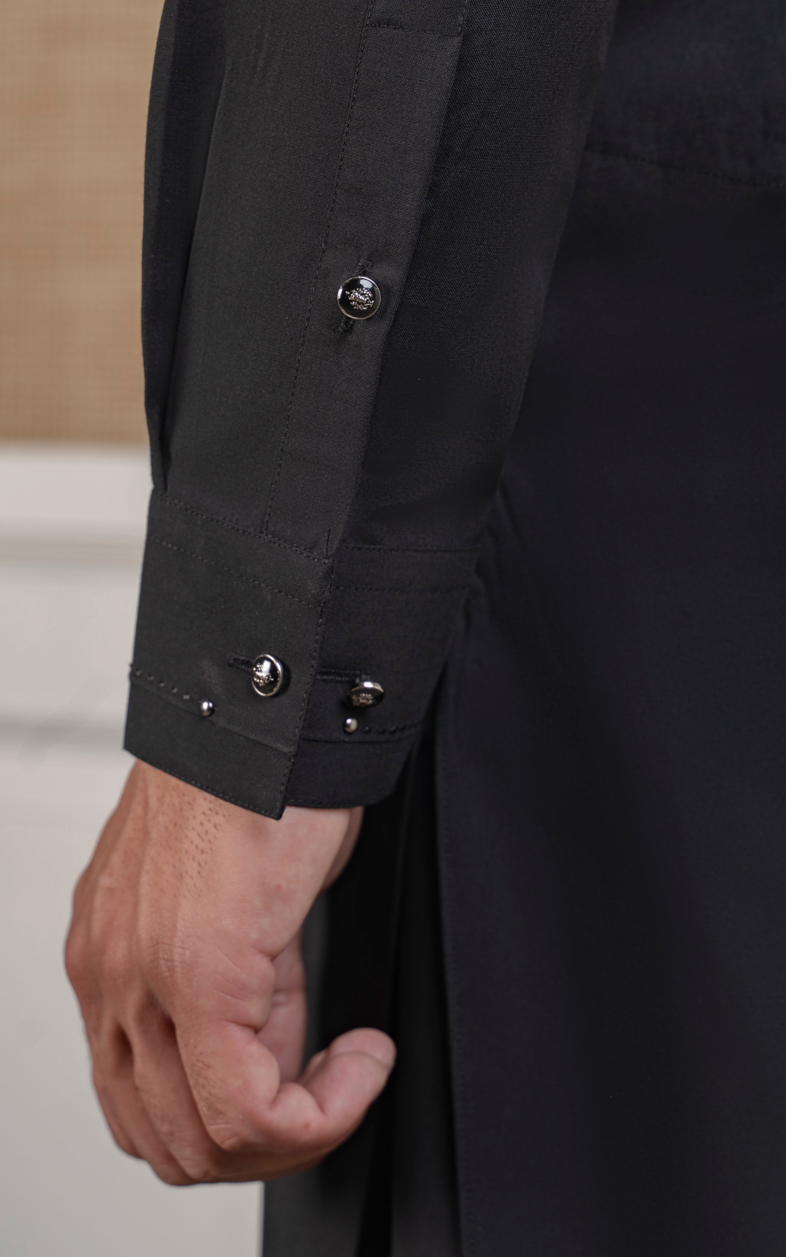 TEXTURED BLENDED KAMEEZ SHALWAR - SIGNATURE COLLECTION BLACK