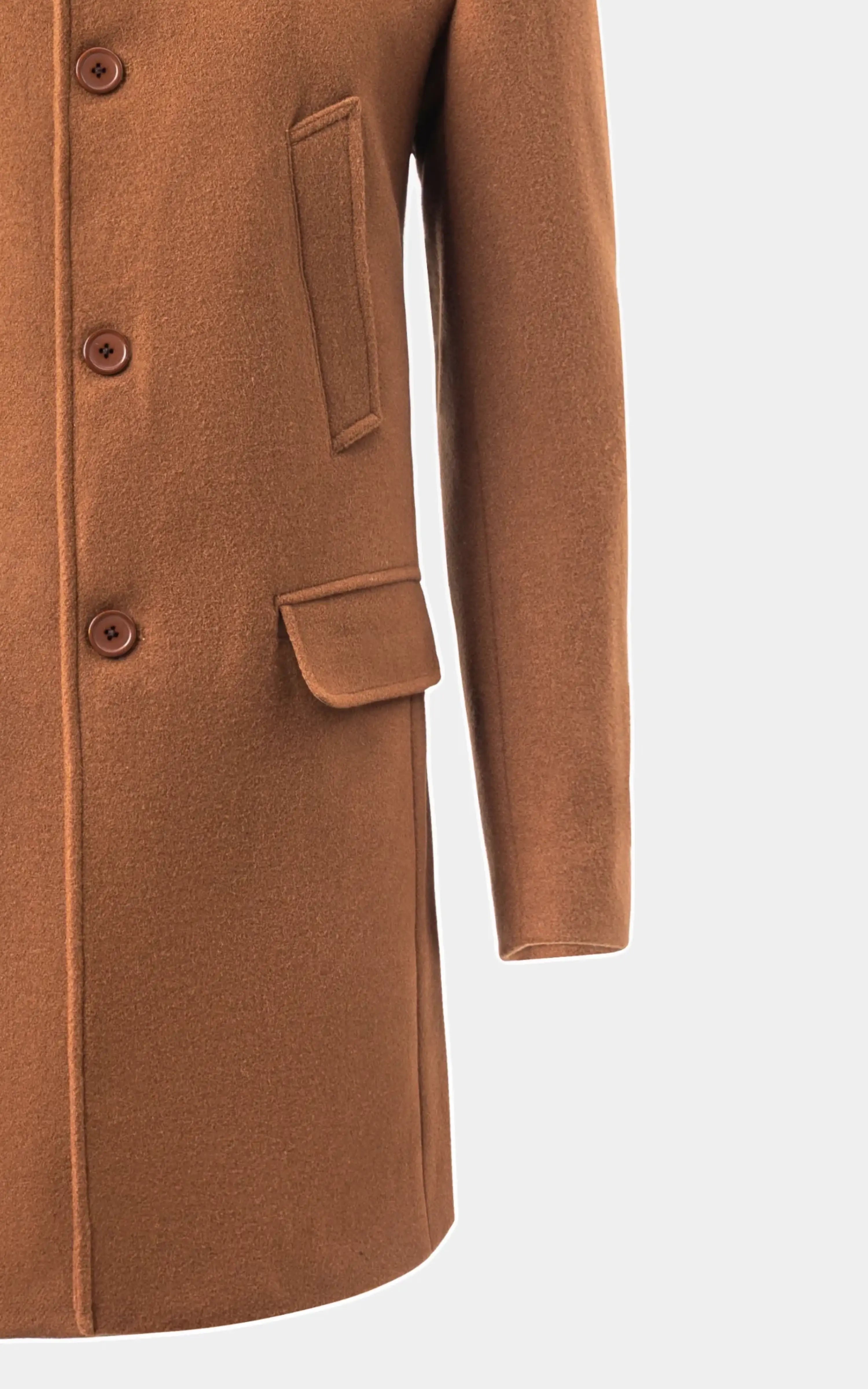 BAN COLLAR SMART FIT LONG COAT BROWN