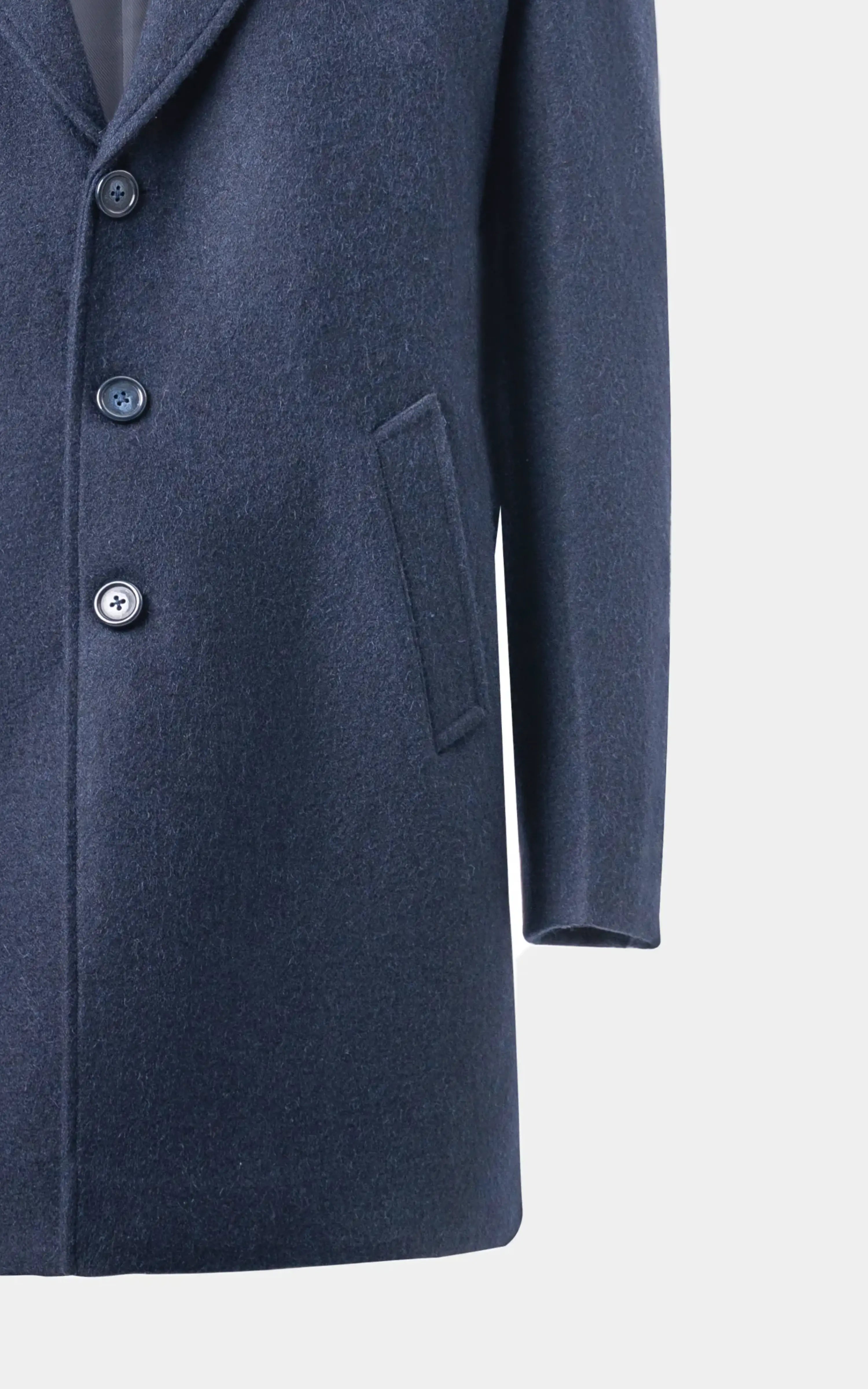 NOTCH LAPEL SMART FIT LONG COAT NAVY