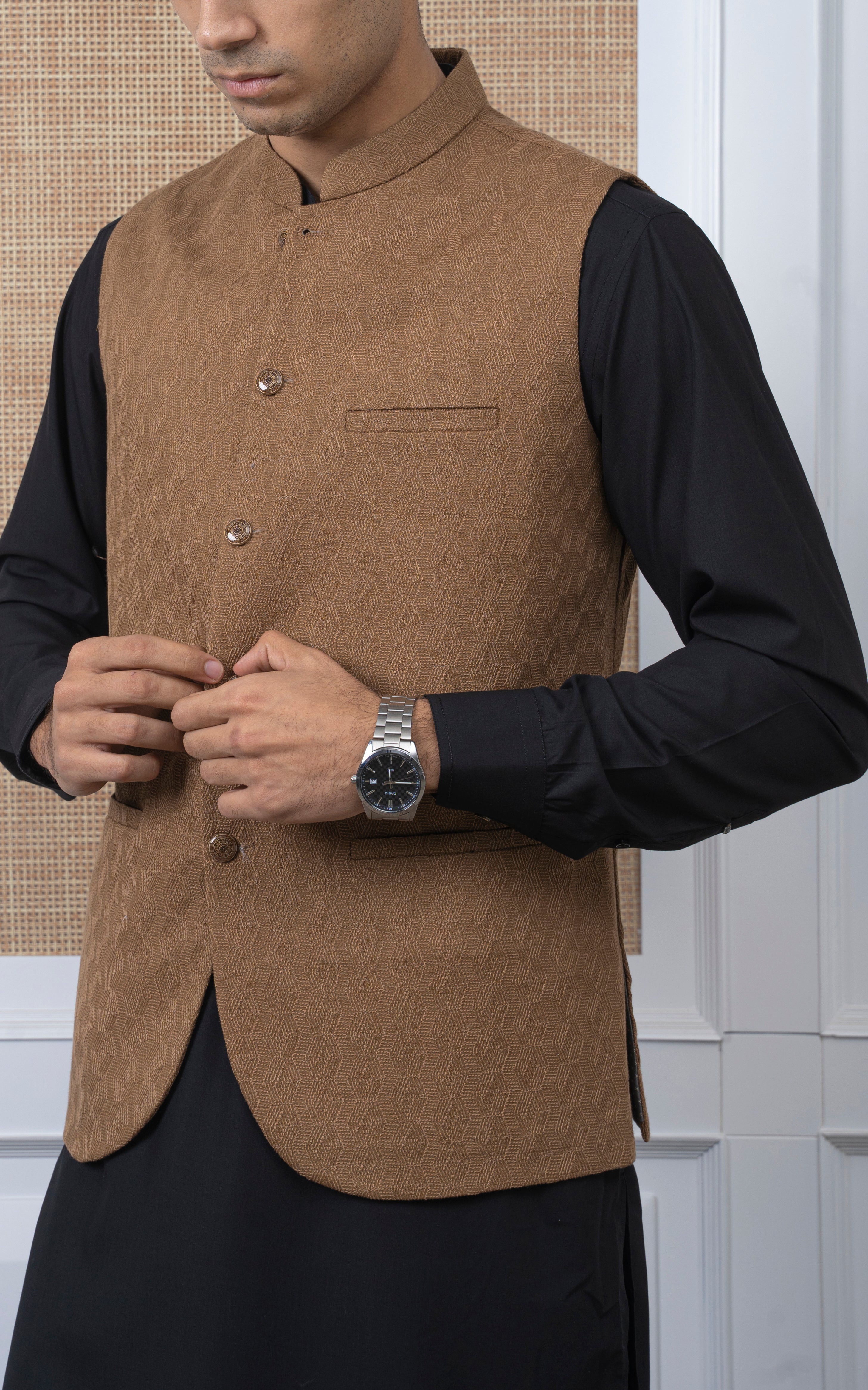 SCHIFFLI EMBROIDERED W/C -SIGNATURE COLLECTION MUSTARD