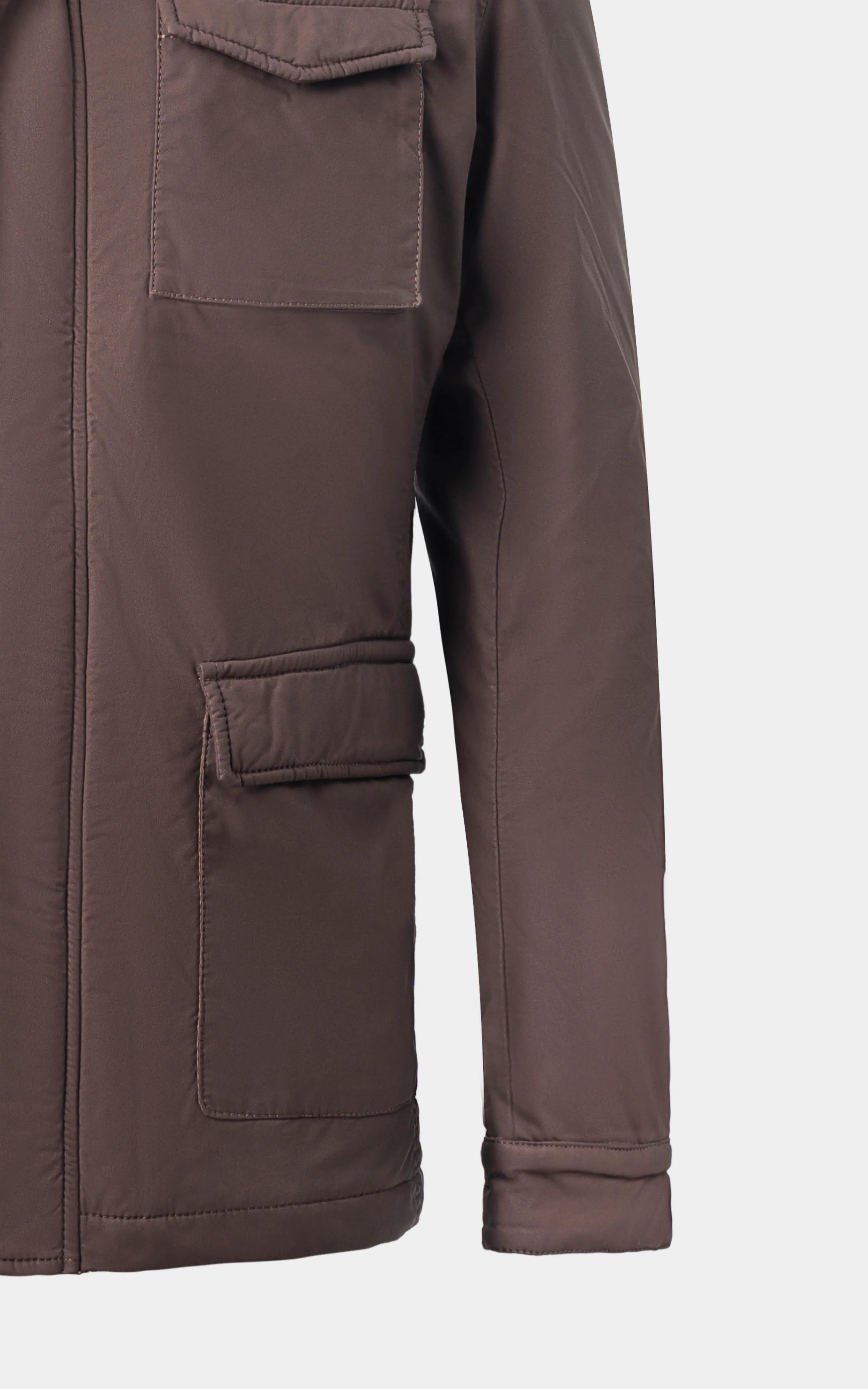 REGULAR FULLSLEEVE JACKET WITH FRONT DOUBLE FLAP POCKET COFFEE