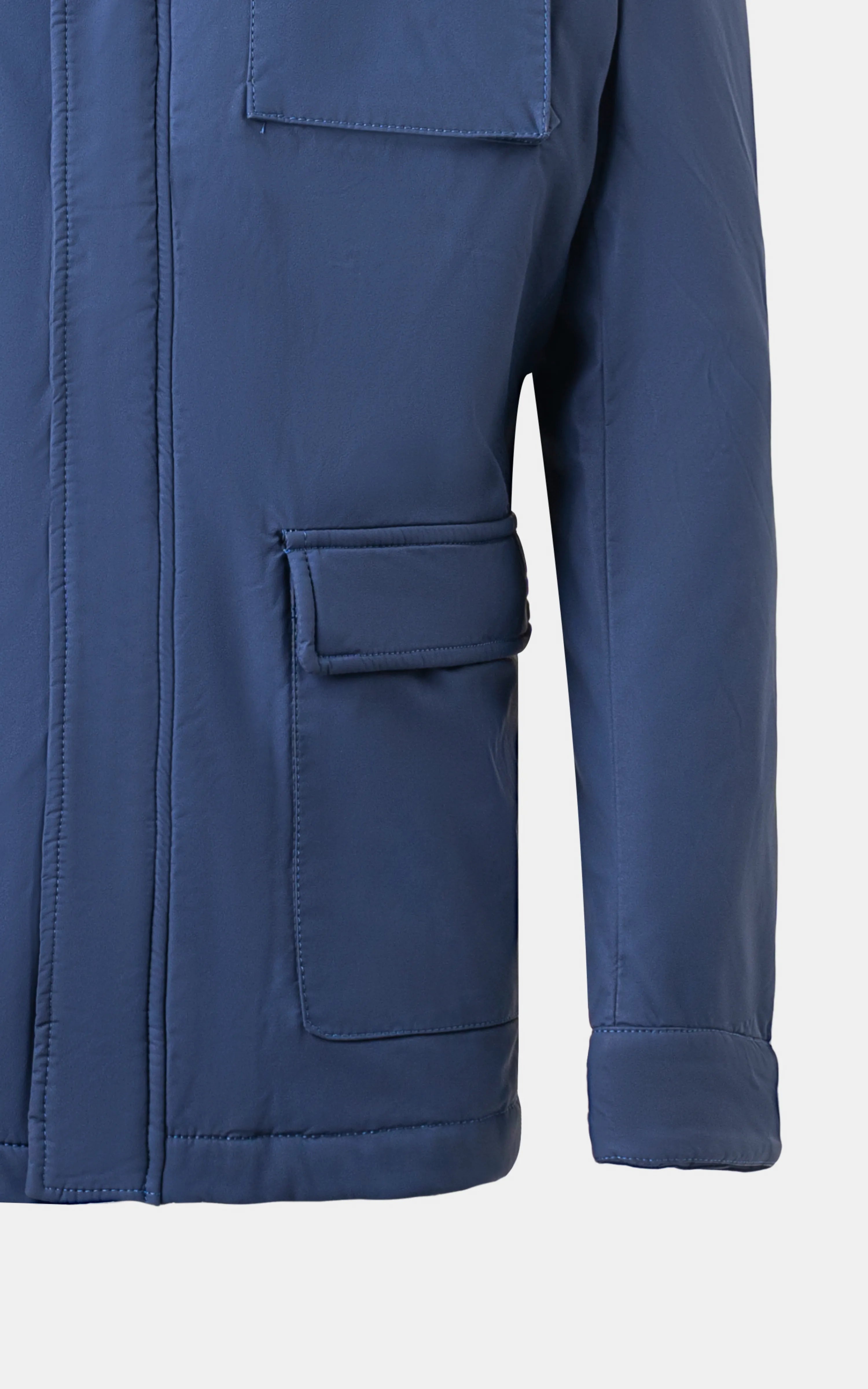 REGULAR FULLSLEEVE JACKET WITH FRONT DOUBLE FLAP POCKET DARK BLUE
