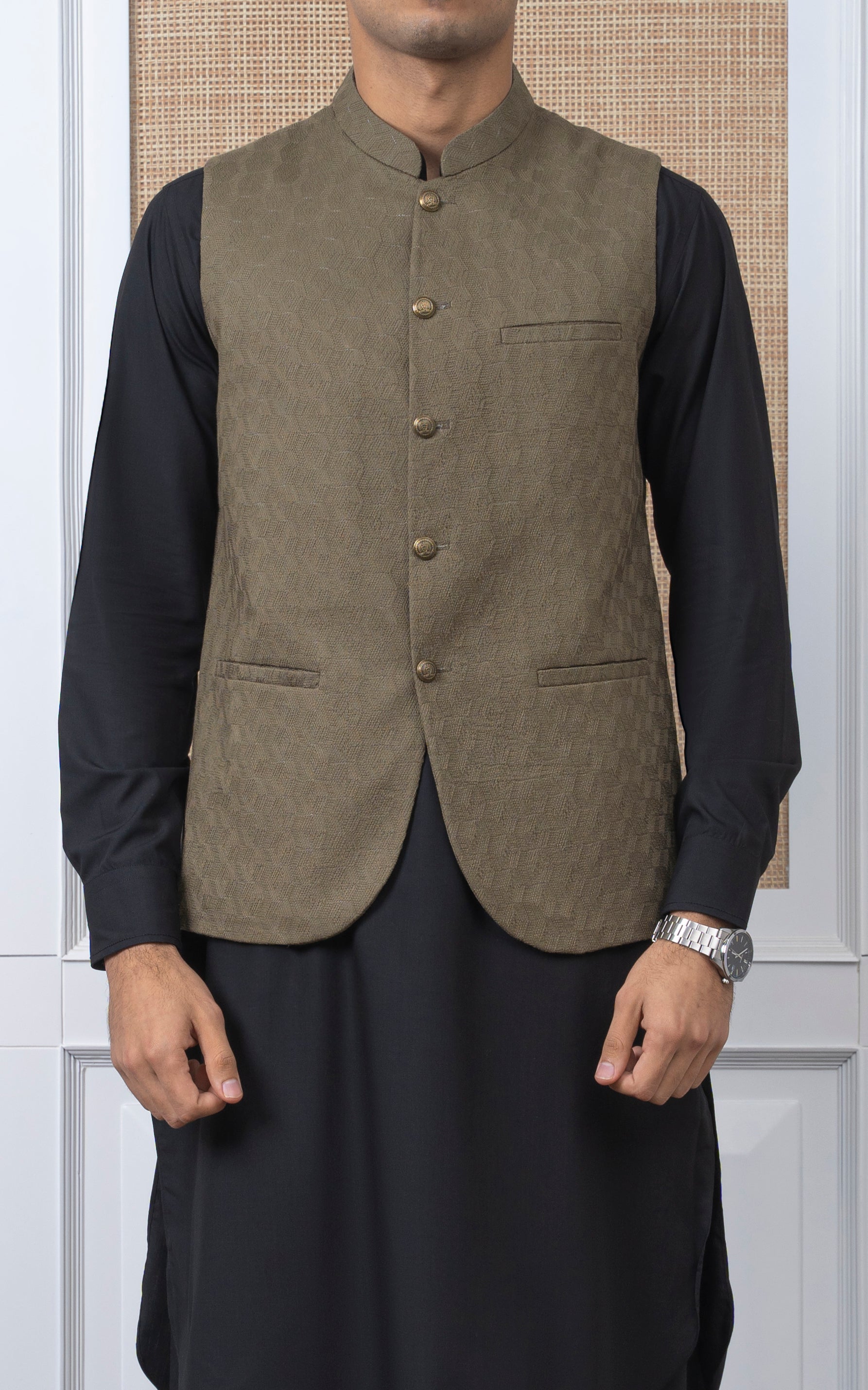 SCHIFFLI EMBROIDERED W/C -SIGNATURE COLLECTION OLIVE