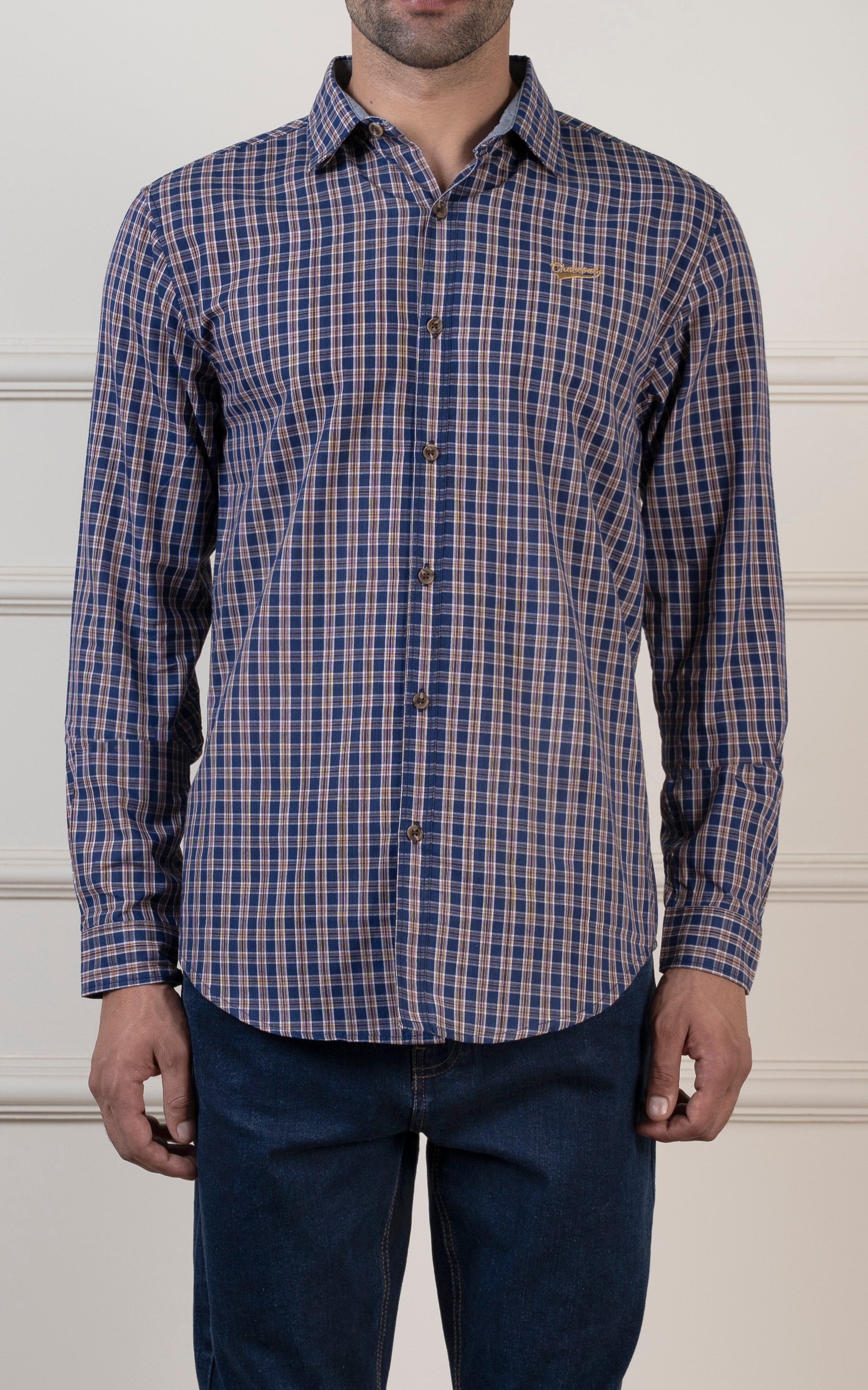 CHECKED CASUAL SHIRT ROYAL BLUE