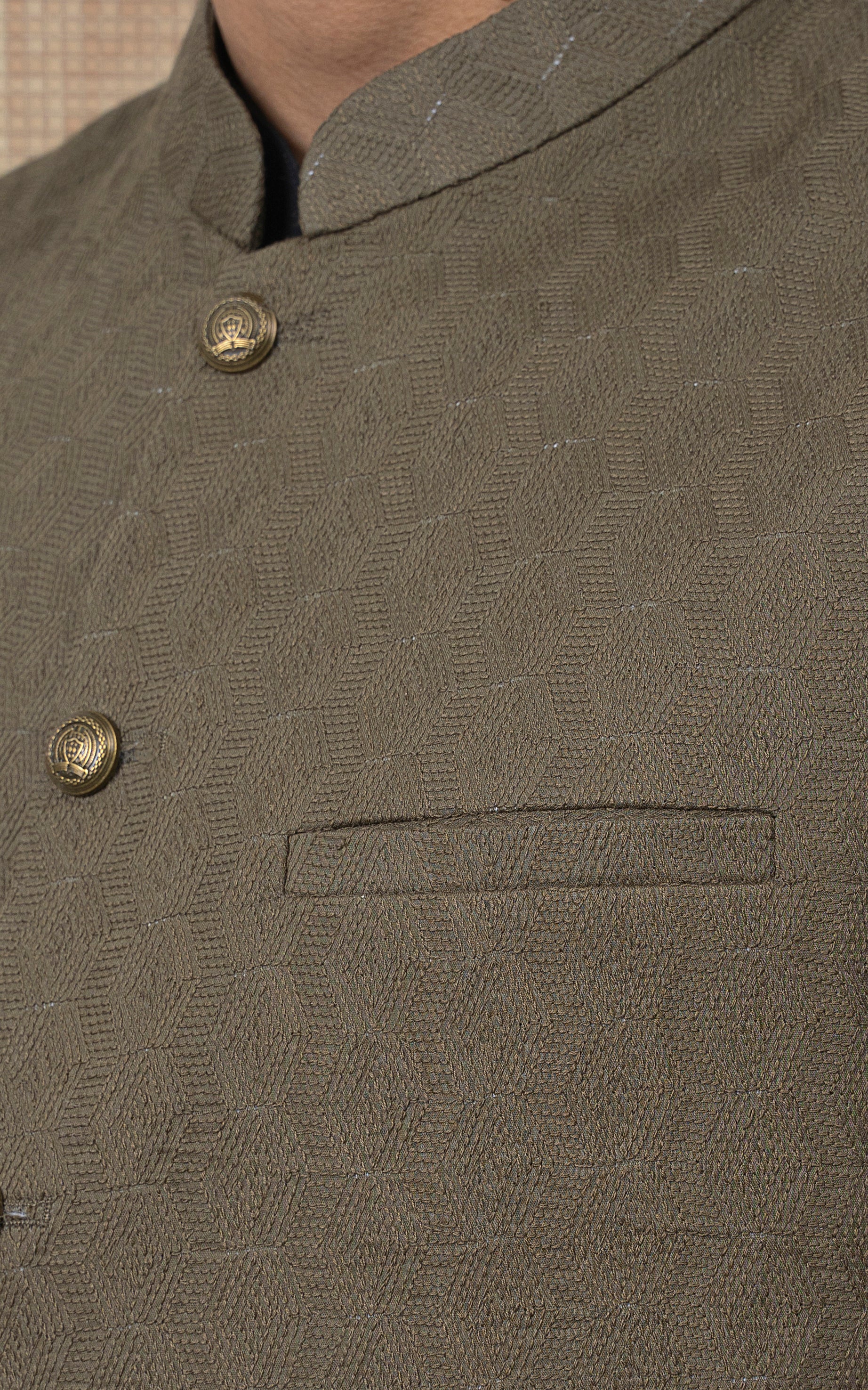 SCHIFFLI EMBROIDERED W/C -SIGNATURE COLLECTION OLIVE