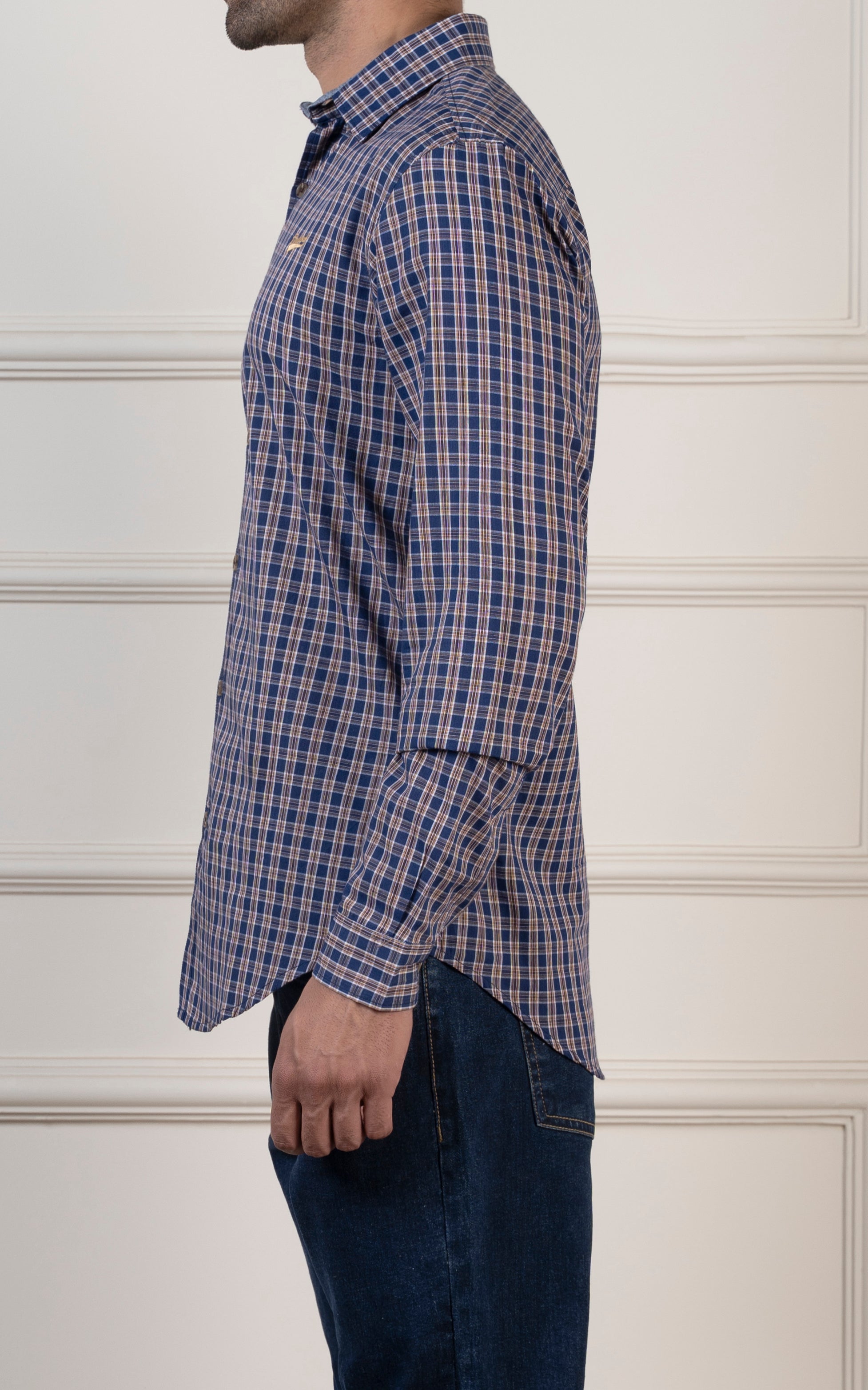 CHECKED CASUAL SHIRT ROYAL BLUE