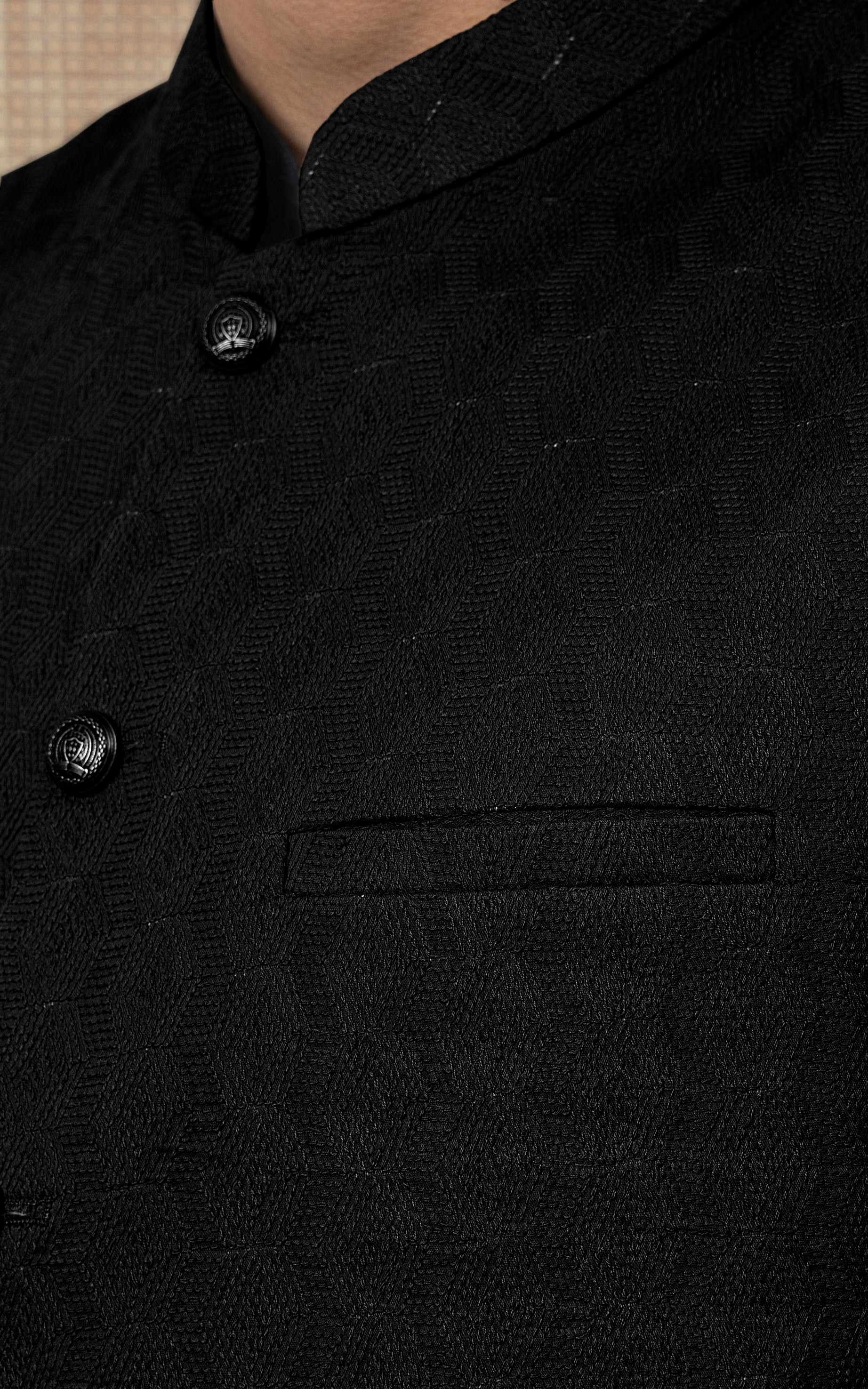 SCHIFFLI EMBROIDERED W/C -SIGNATURE COLLECTION BLACK