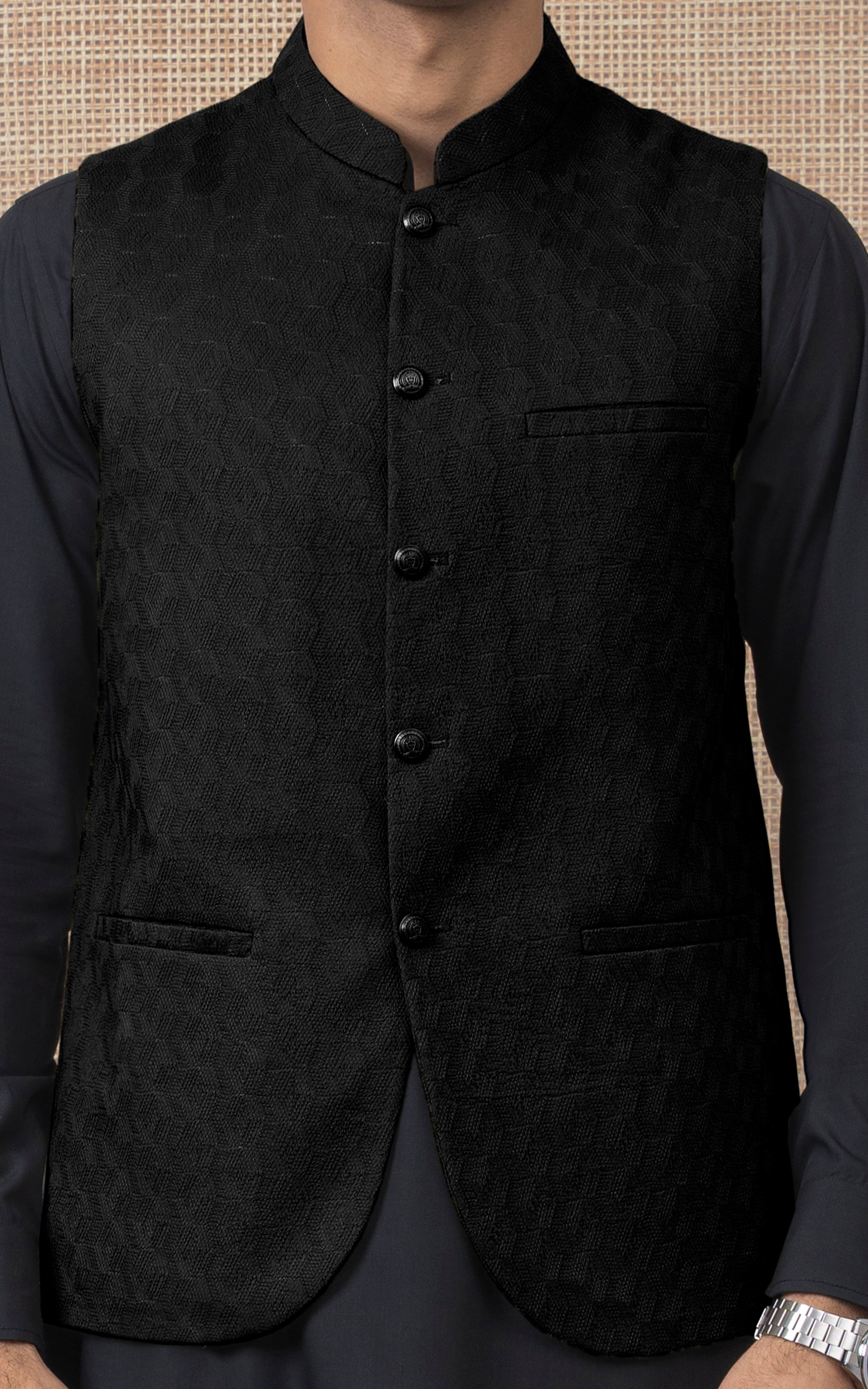 SCHIFFLI EMBROIDERED W/C -SIGNATURE COLLECTION BLACK