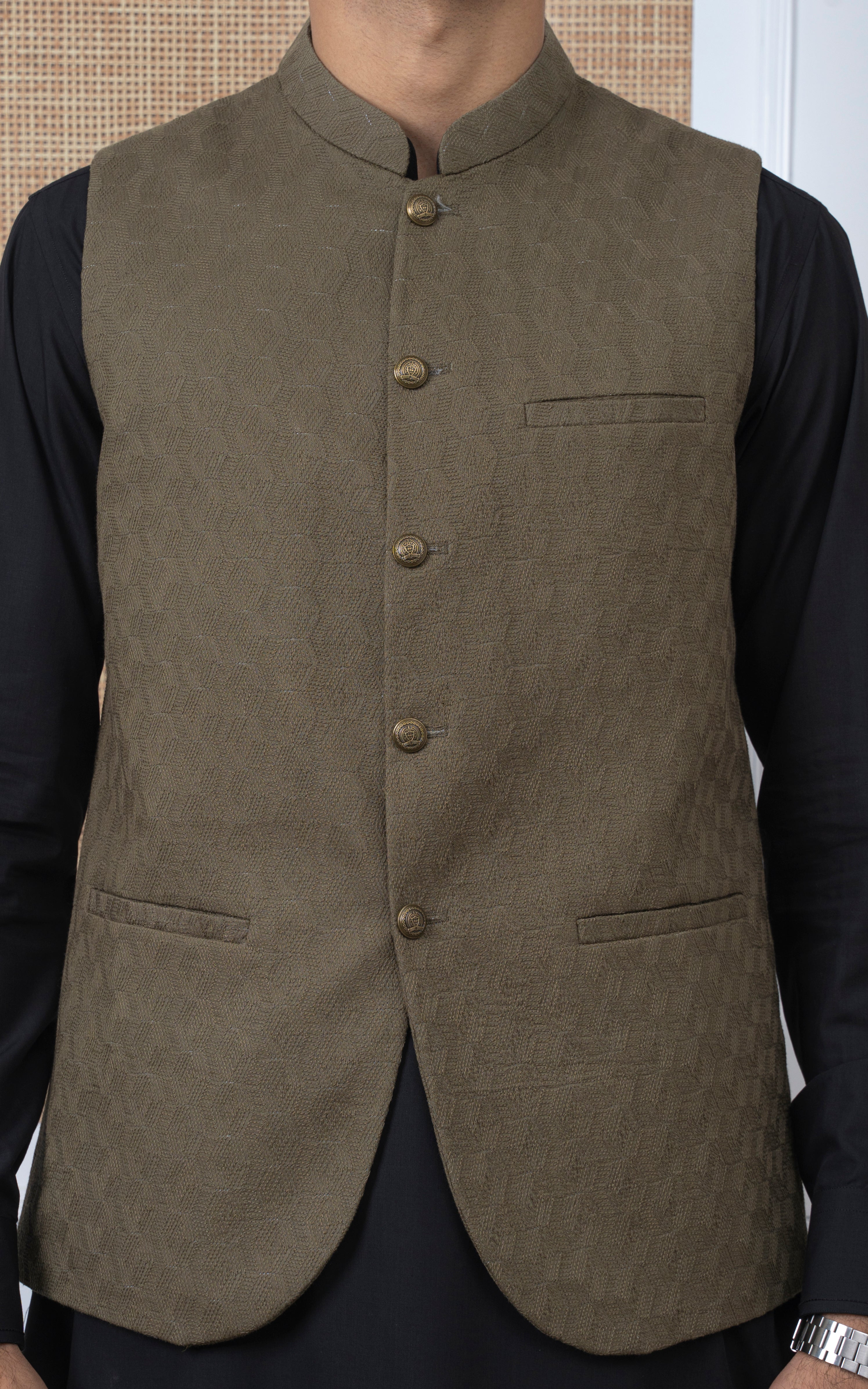SCHIFFLI EMBROIDERED W/C -SIGNATURE COLLECTION OLIVE