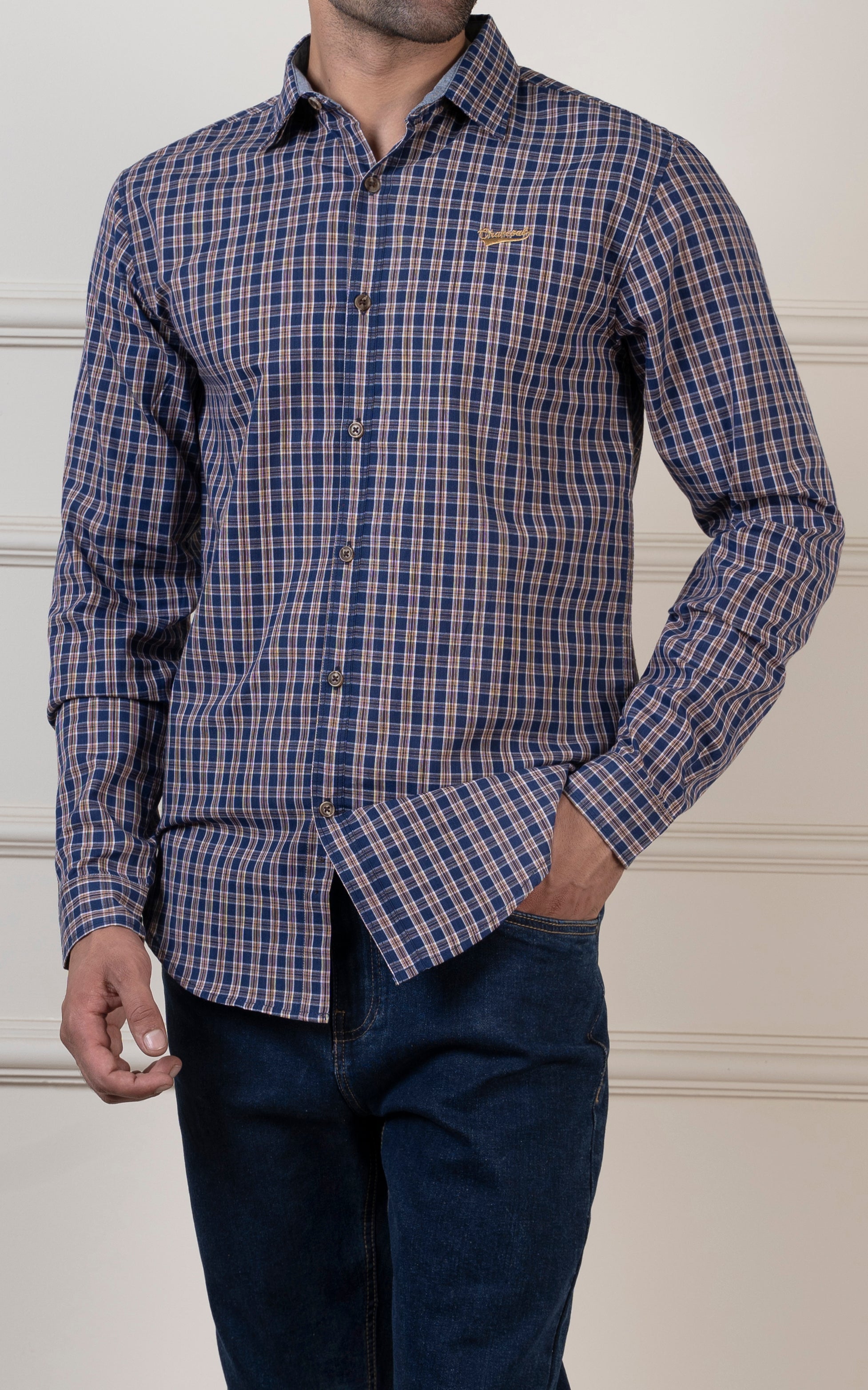 CHECKED CASUAL SHIRT ROYAL BLUE