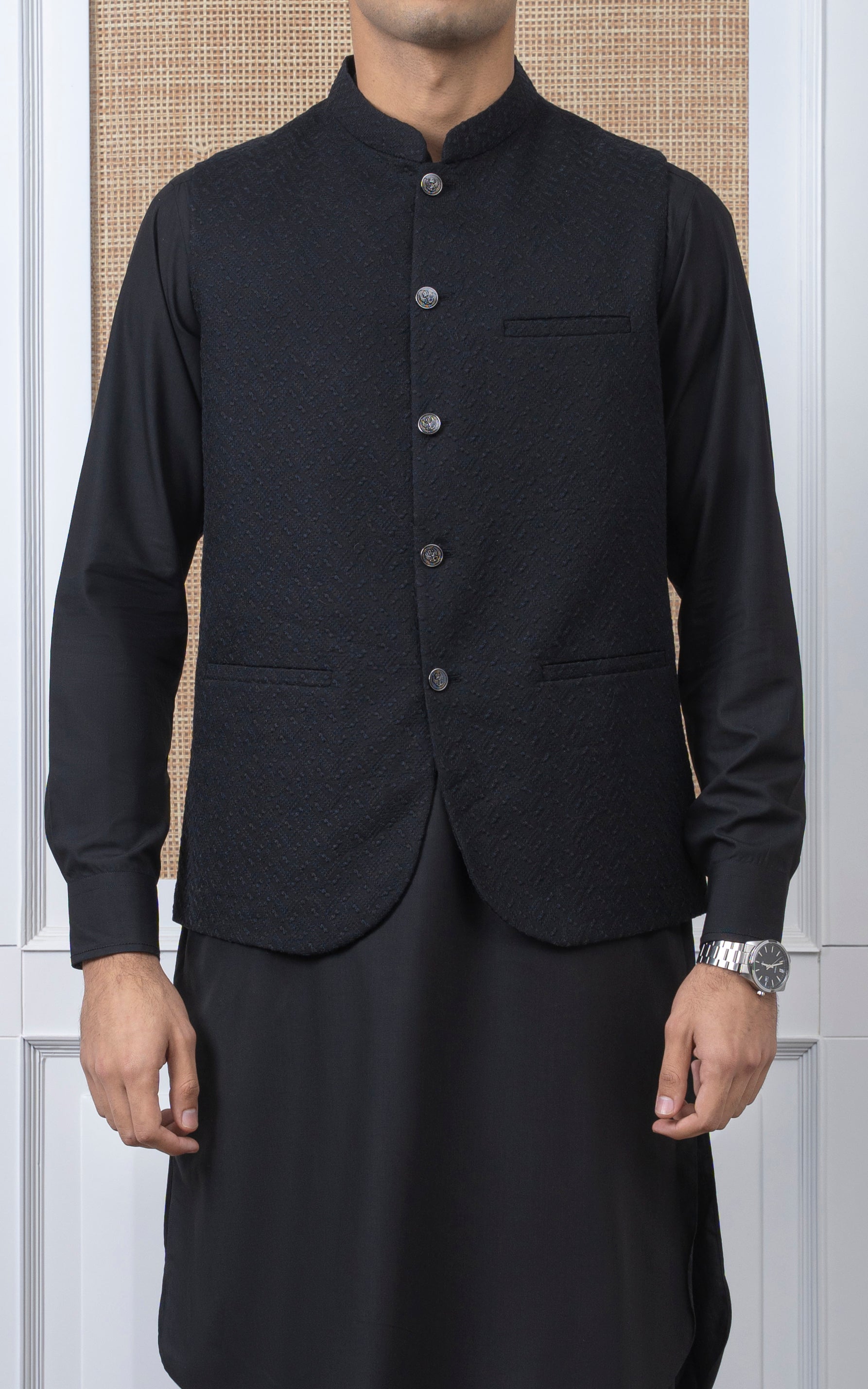 SCHIFFLI EMBROIDERED W/C -SIGNATURE COLLECTION BLACK