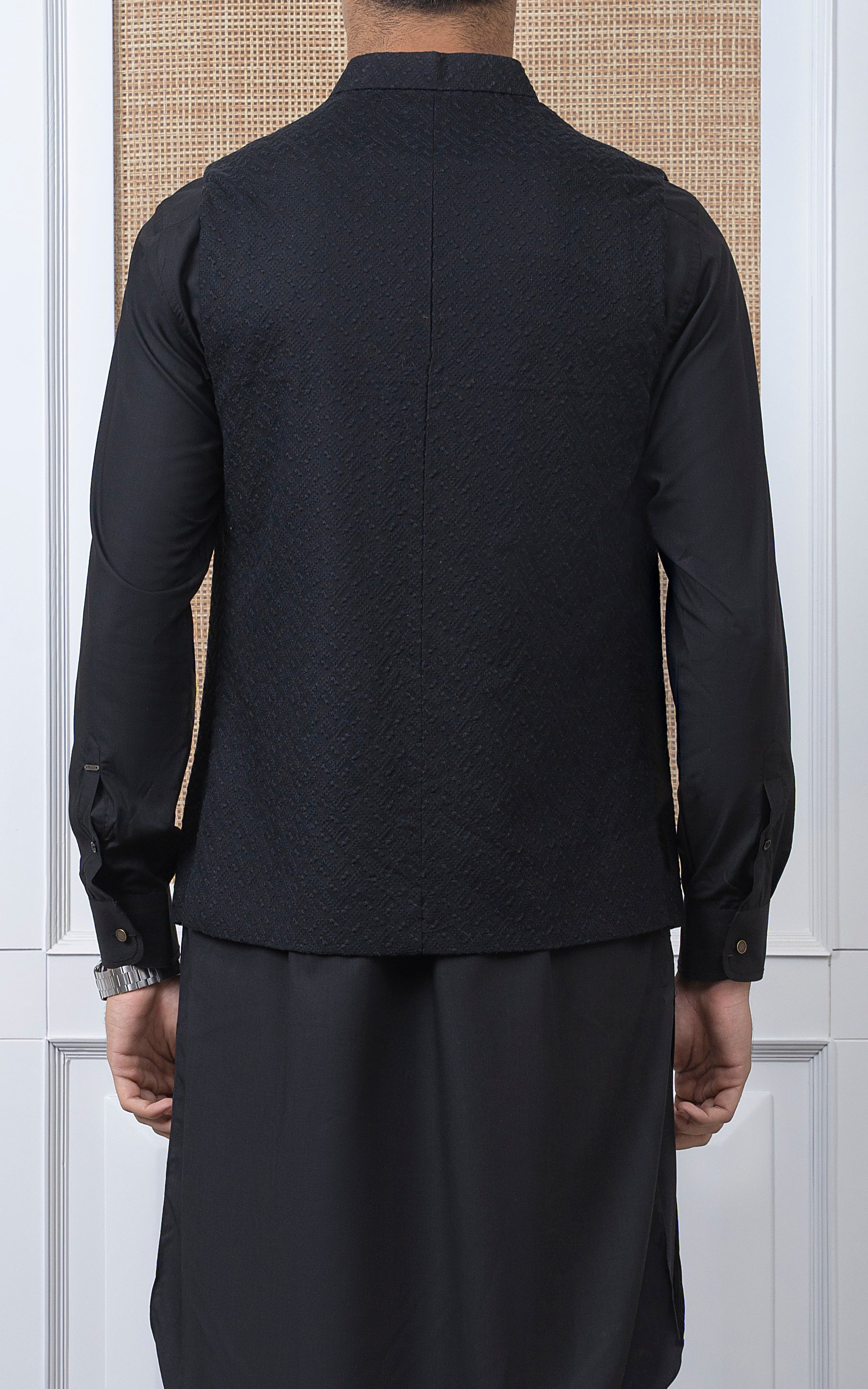 SCHIFFLI EMBROIDERED W/C -SIGNATURE COLLECTION BLACK