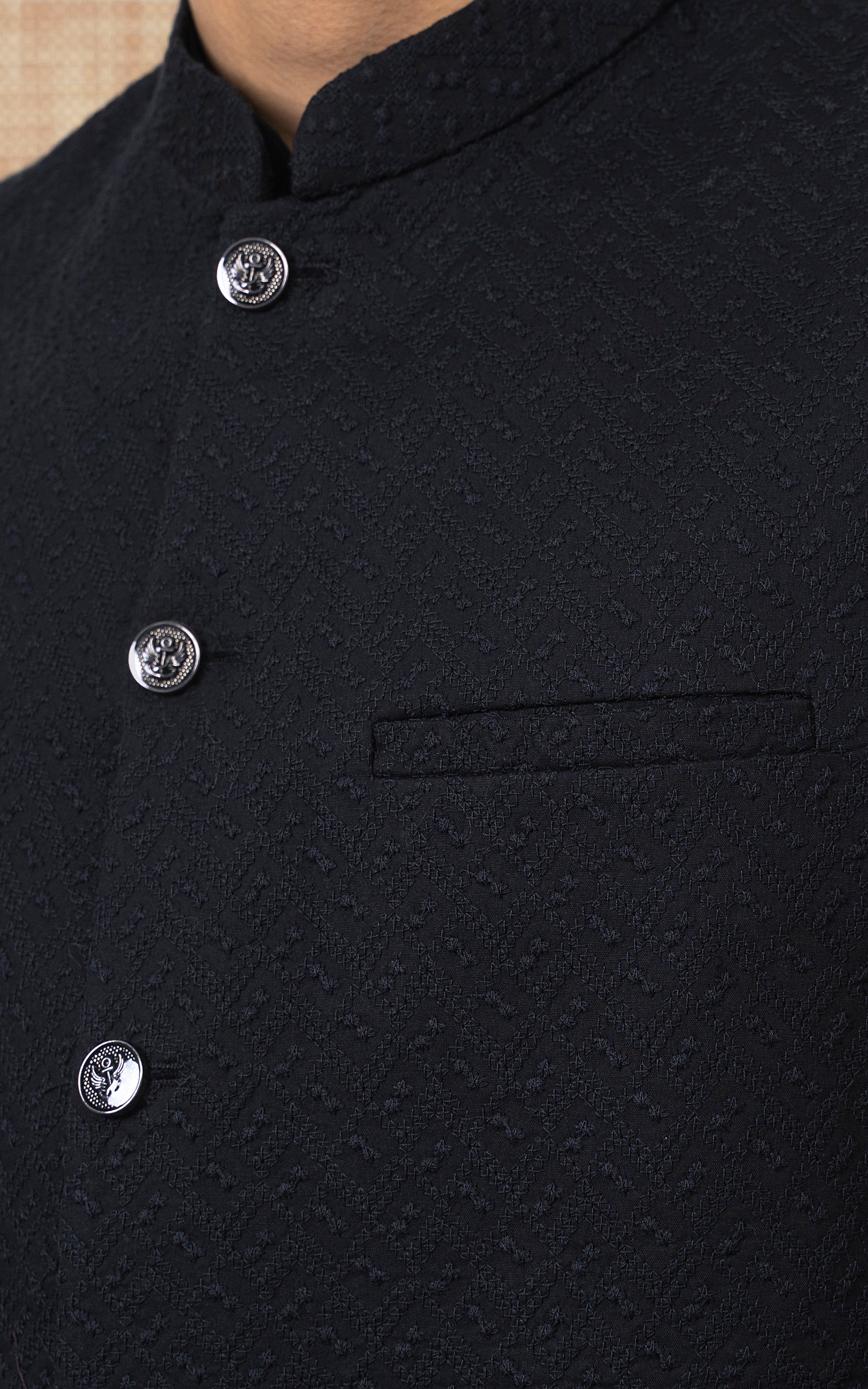 SCHIFFLI EMBROIDERED W/C -SIGNATURE COLLECTION BLACK