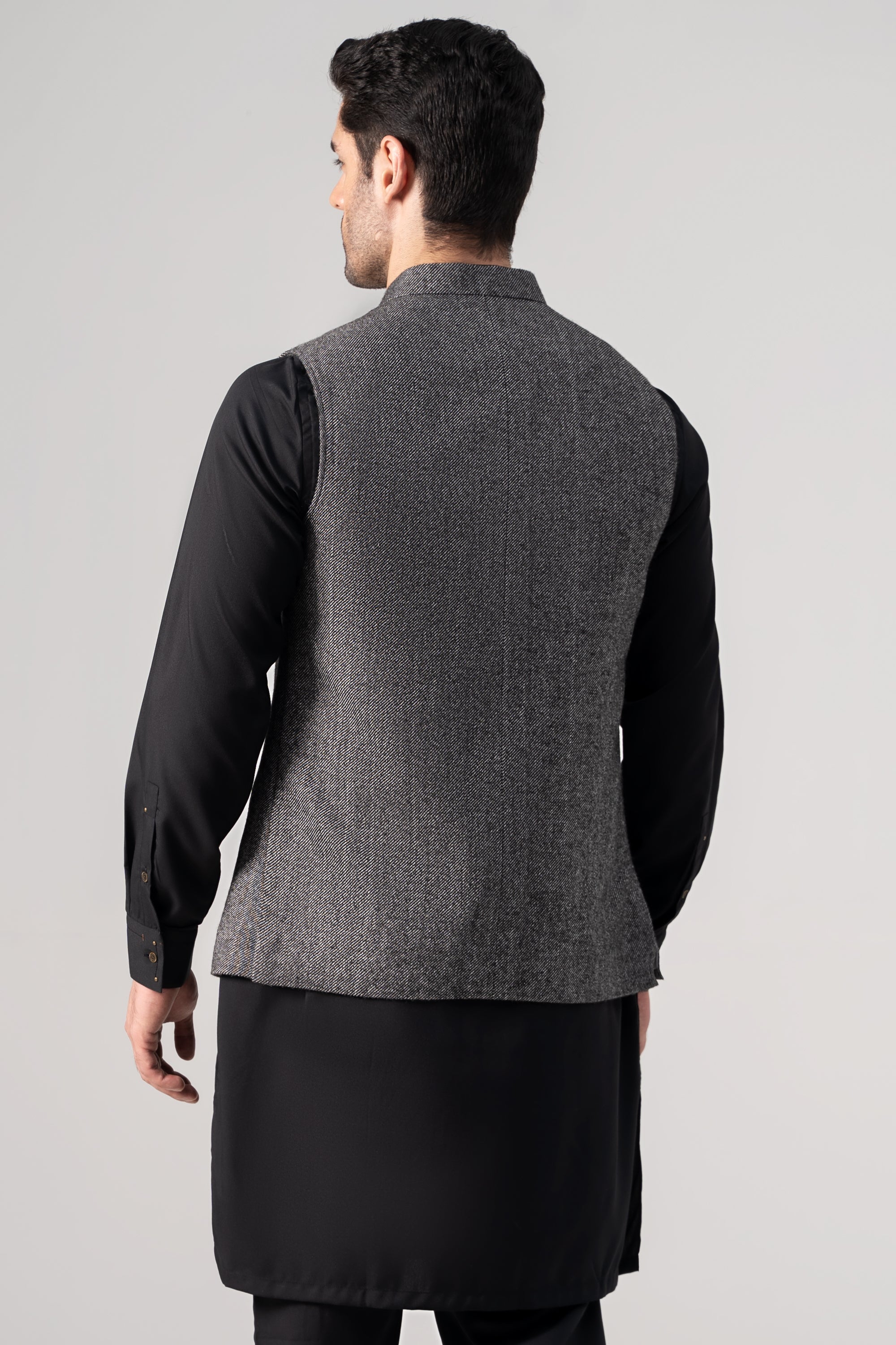 Textured Woolen Waistcoat - SIGNATURE COLLECTION BLACK