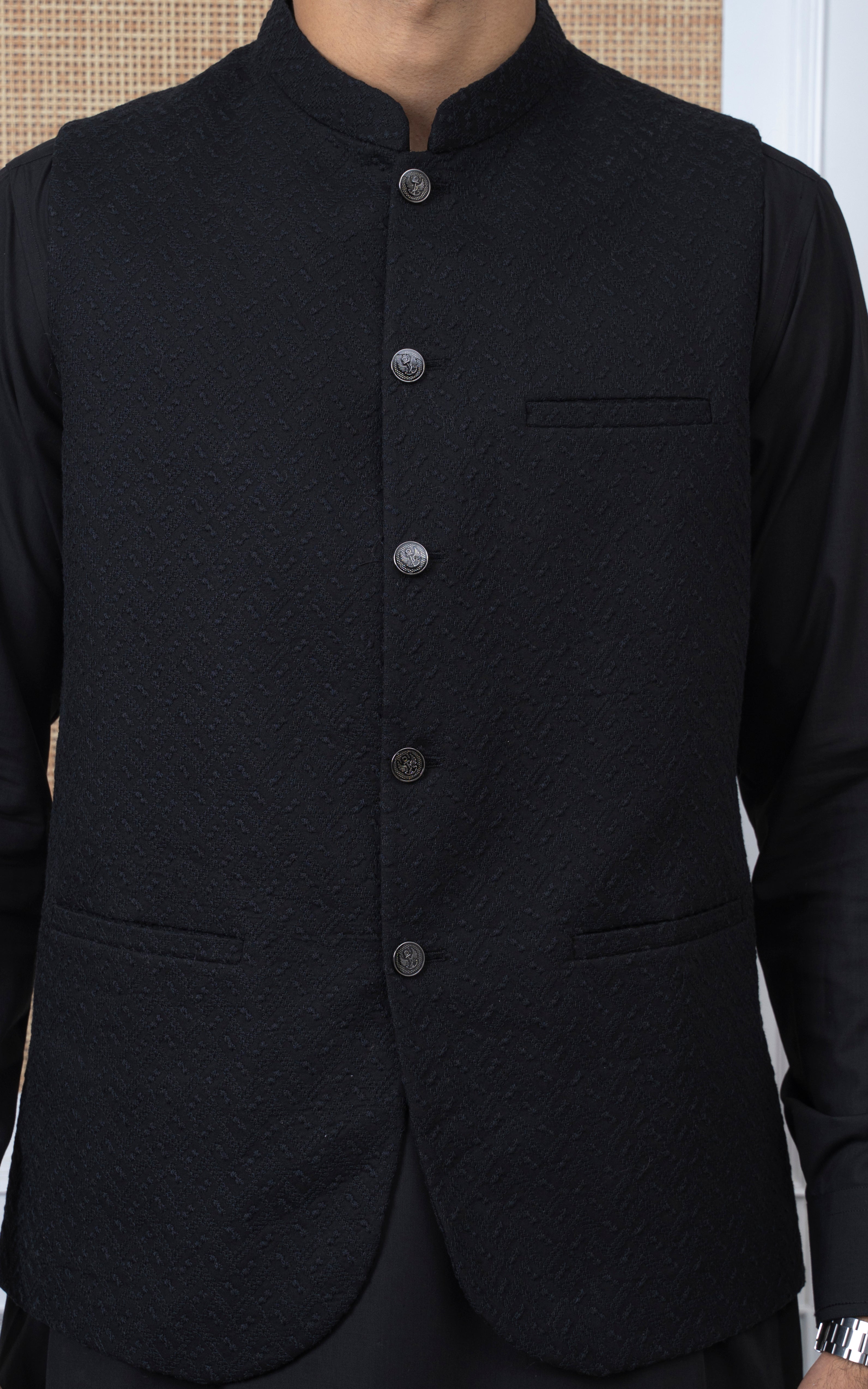 SCHIFFLI EMBROIDERED W/C -SIGNATURE COLLECTION BLACK