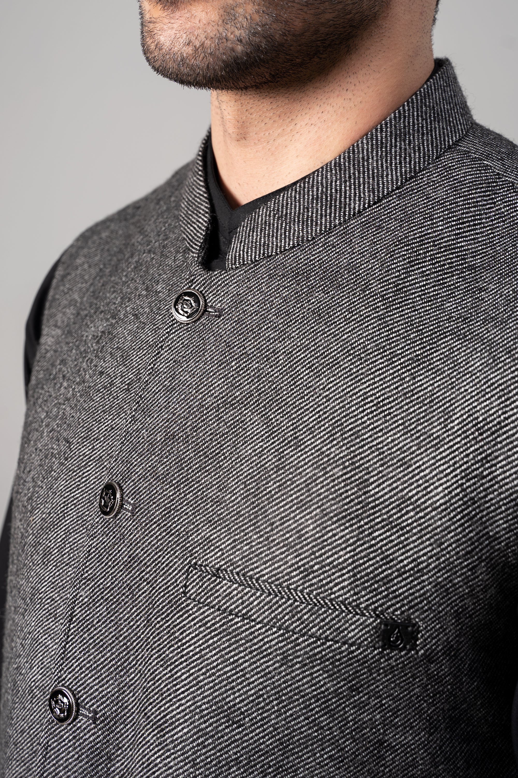 Textured Woolen Waistcoat - SIGNATURE COLLECTION BLACK