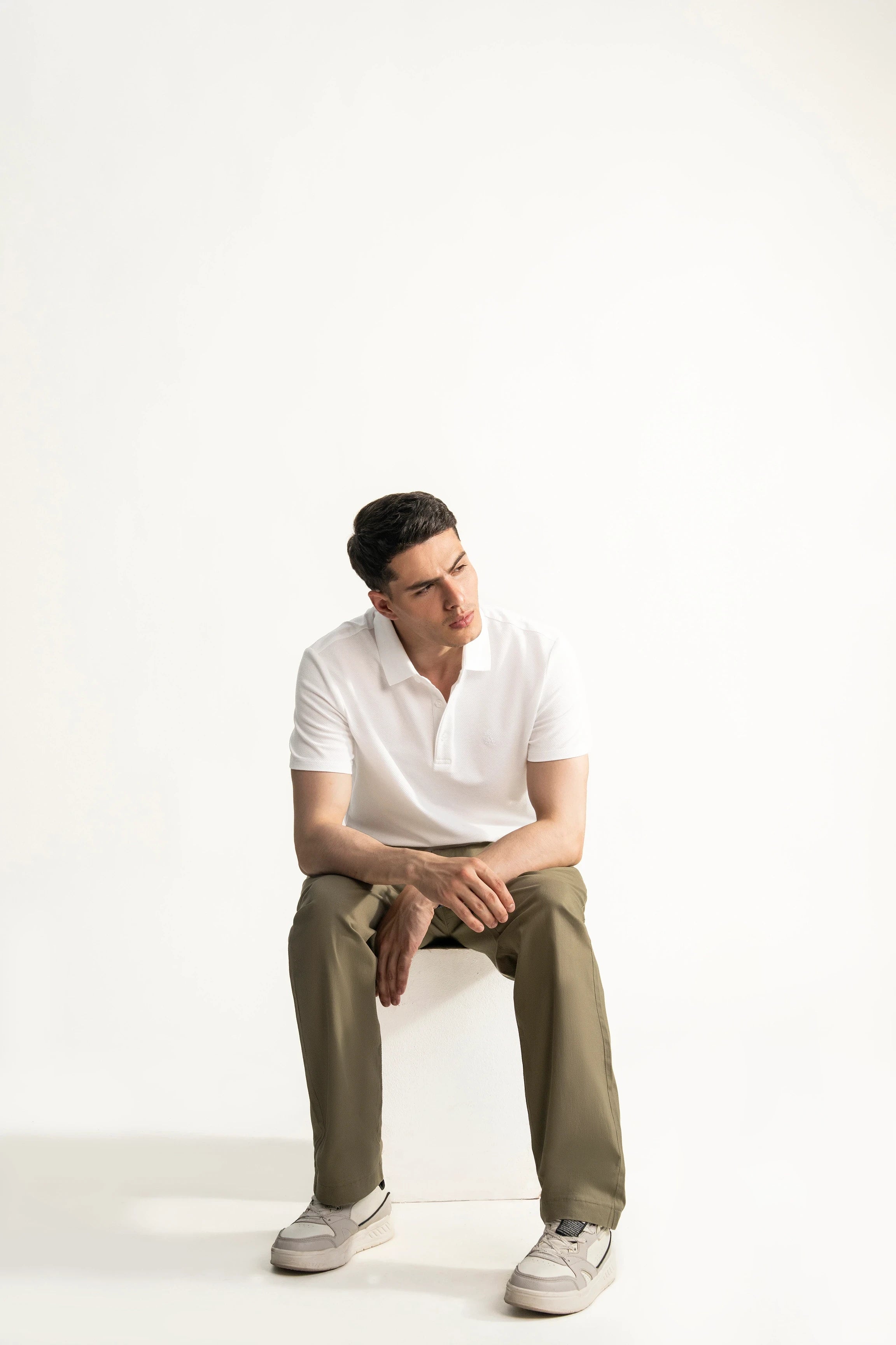 SMART FIT CLASSIC PREMIUM STRIPED POLO SHIRT WHITE