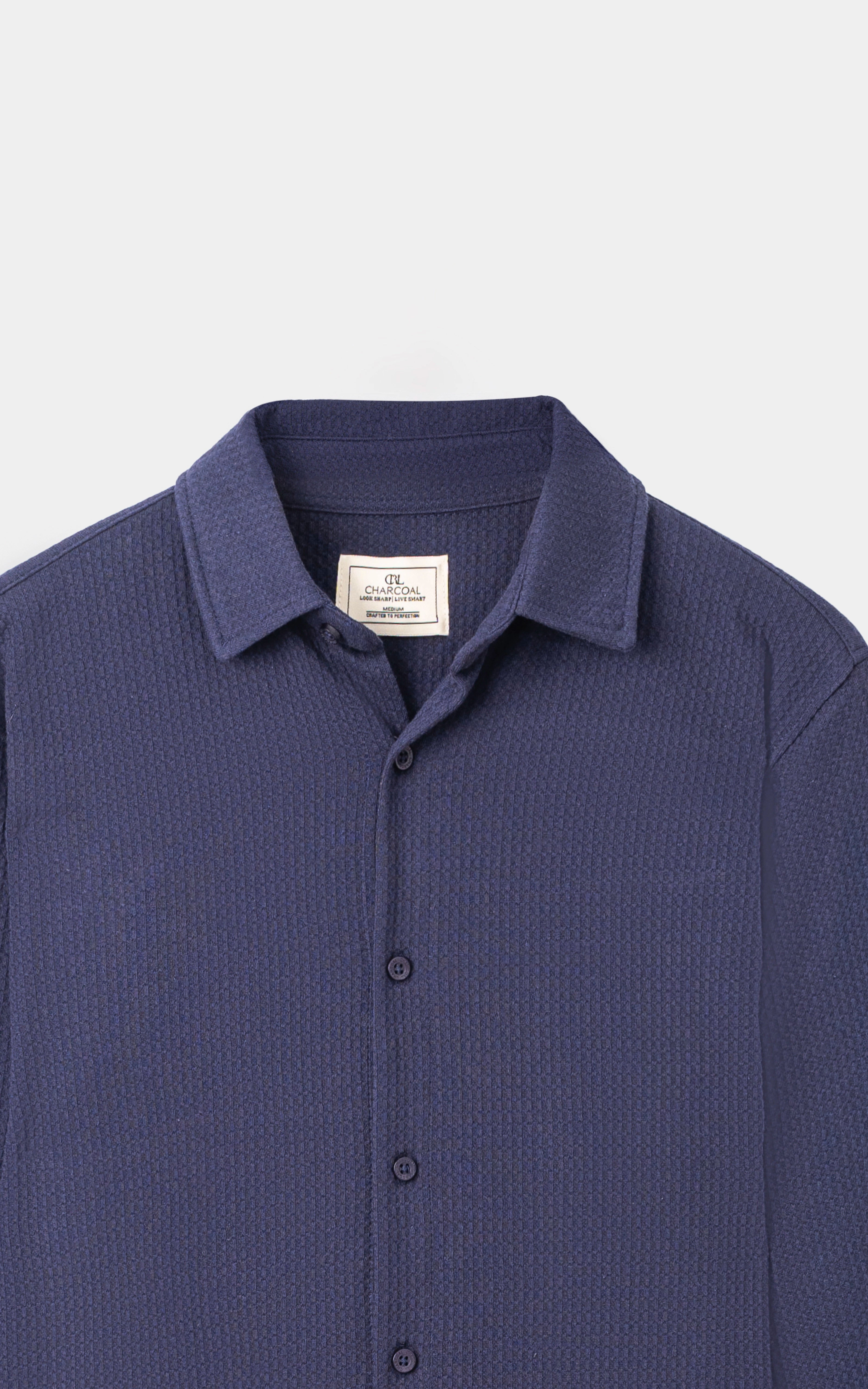 KNITTED CASUAL SHIRT NAVY