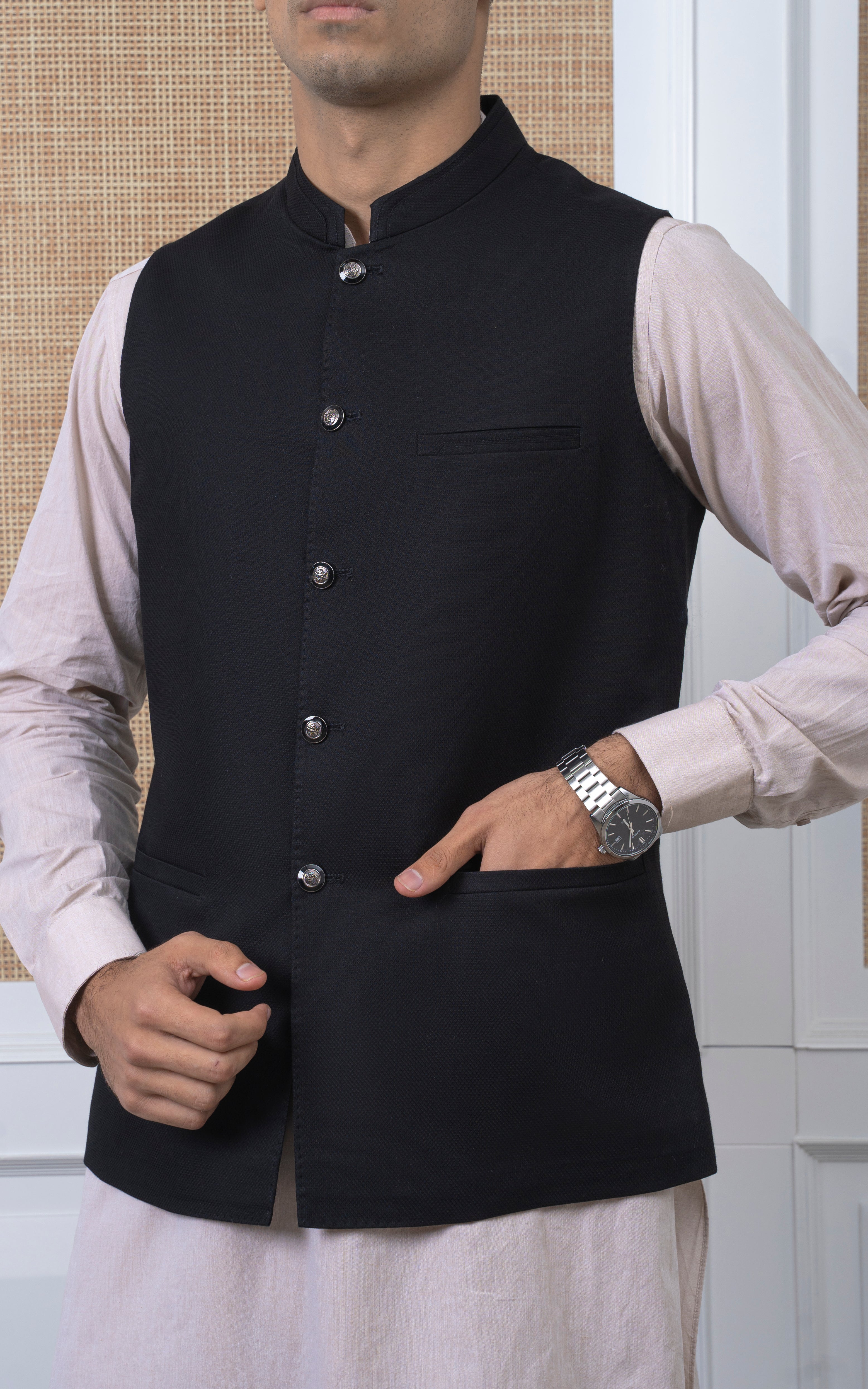 DOBBY TEXTURED W/C - PREMIUM COLLECTION BLACK