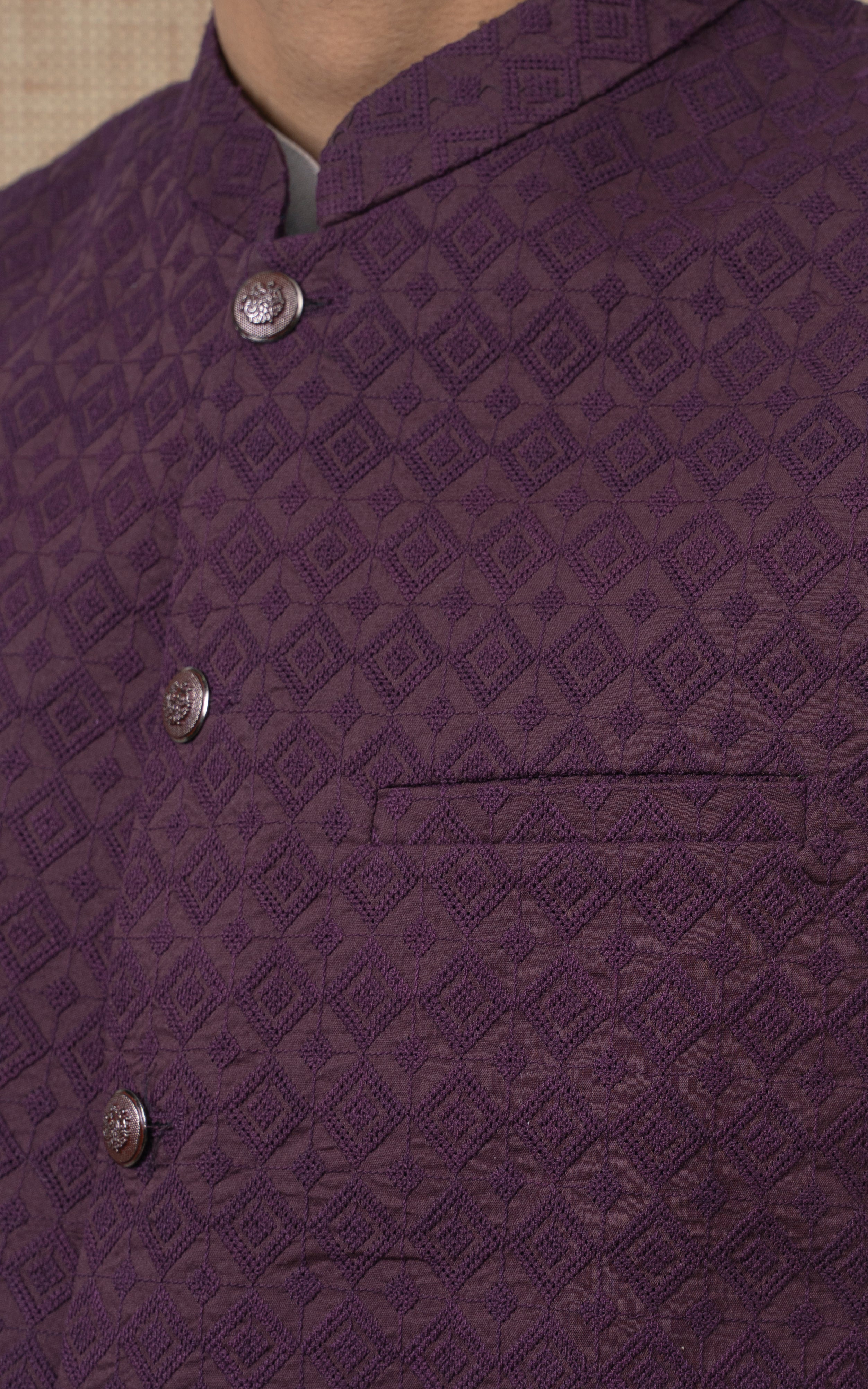 SCHIFFLI EMBROIDERED W/C -SIGNATURE COLLECTION BURGUNDY