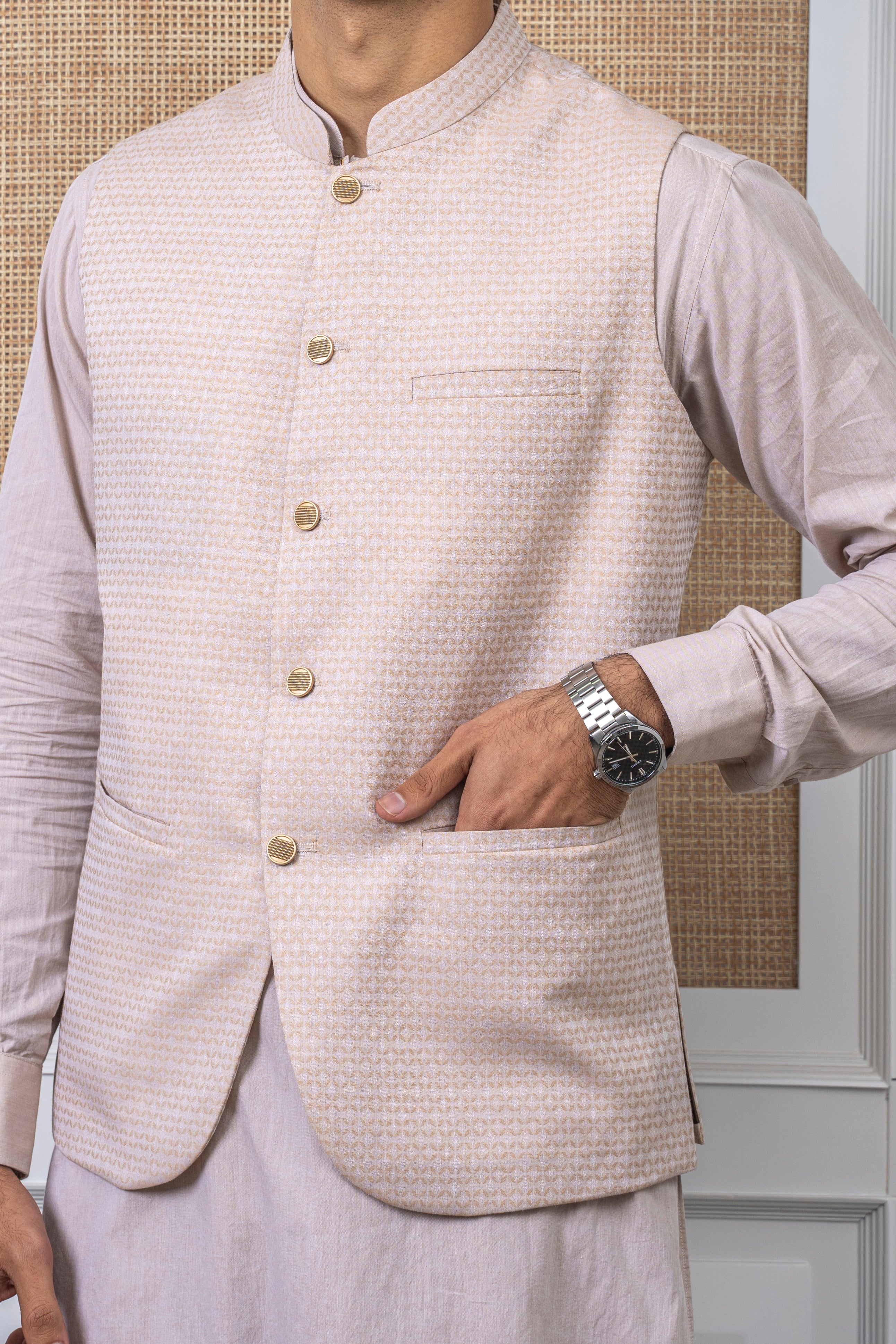 YARN DYED JACQUARD W/C -PREMIUM COLLECTION LIGHT BEIGE