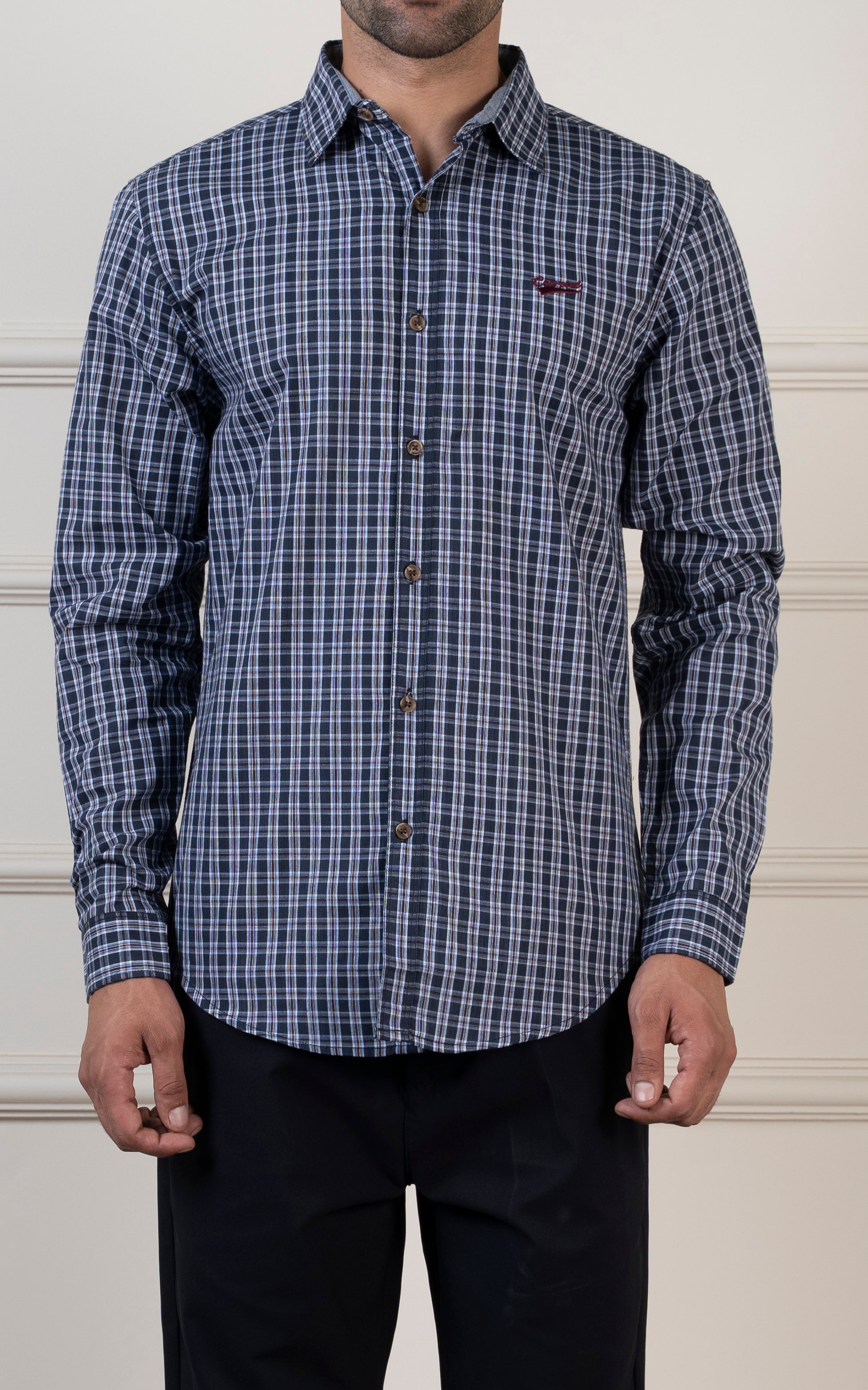 CHECKED CASUAL SHIRT NAVY