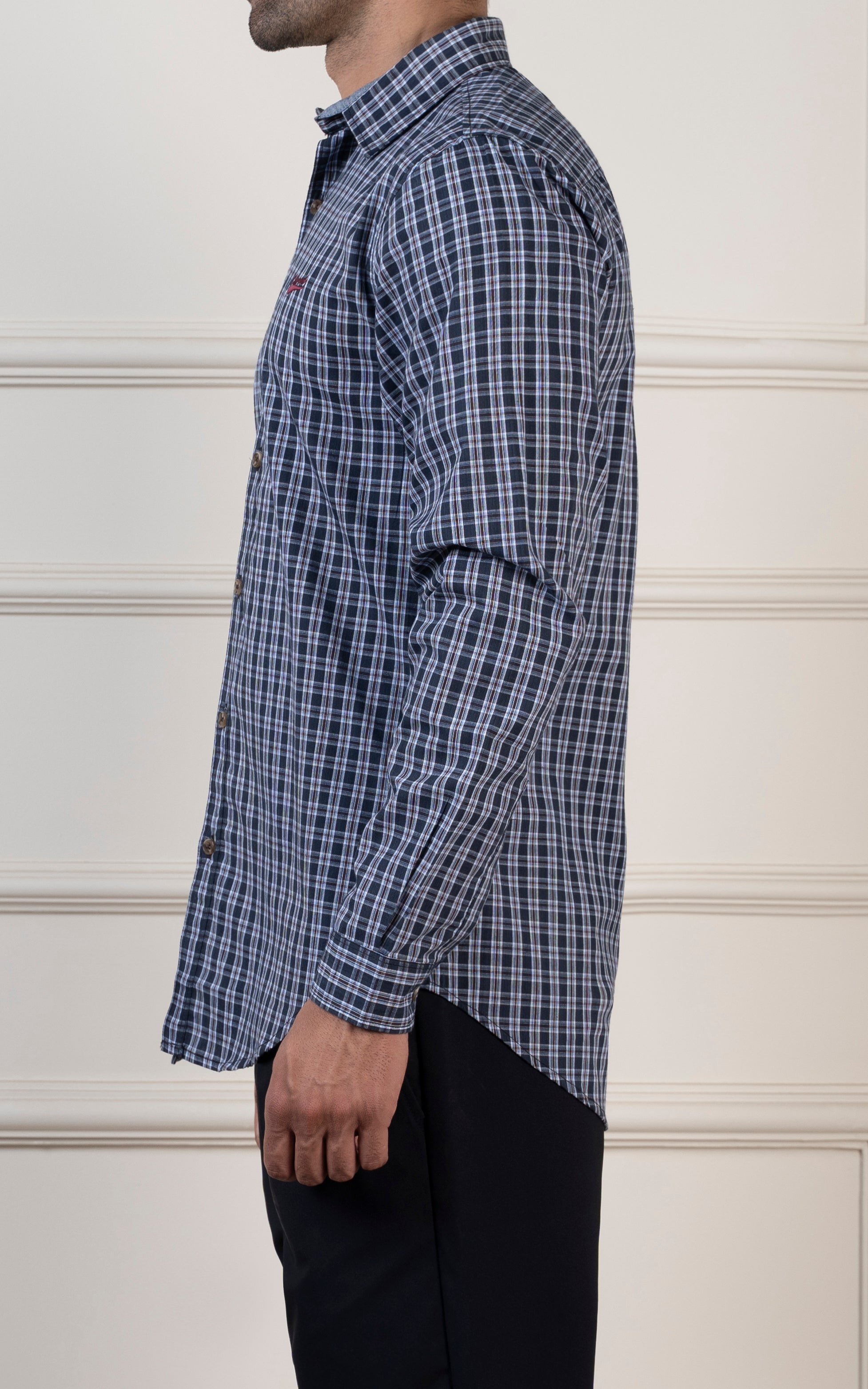 CHECKED CASUAL SHIRT NAVY