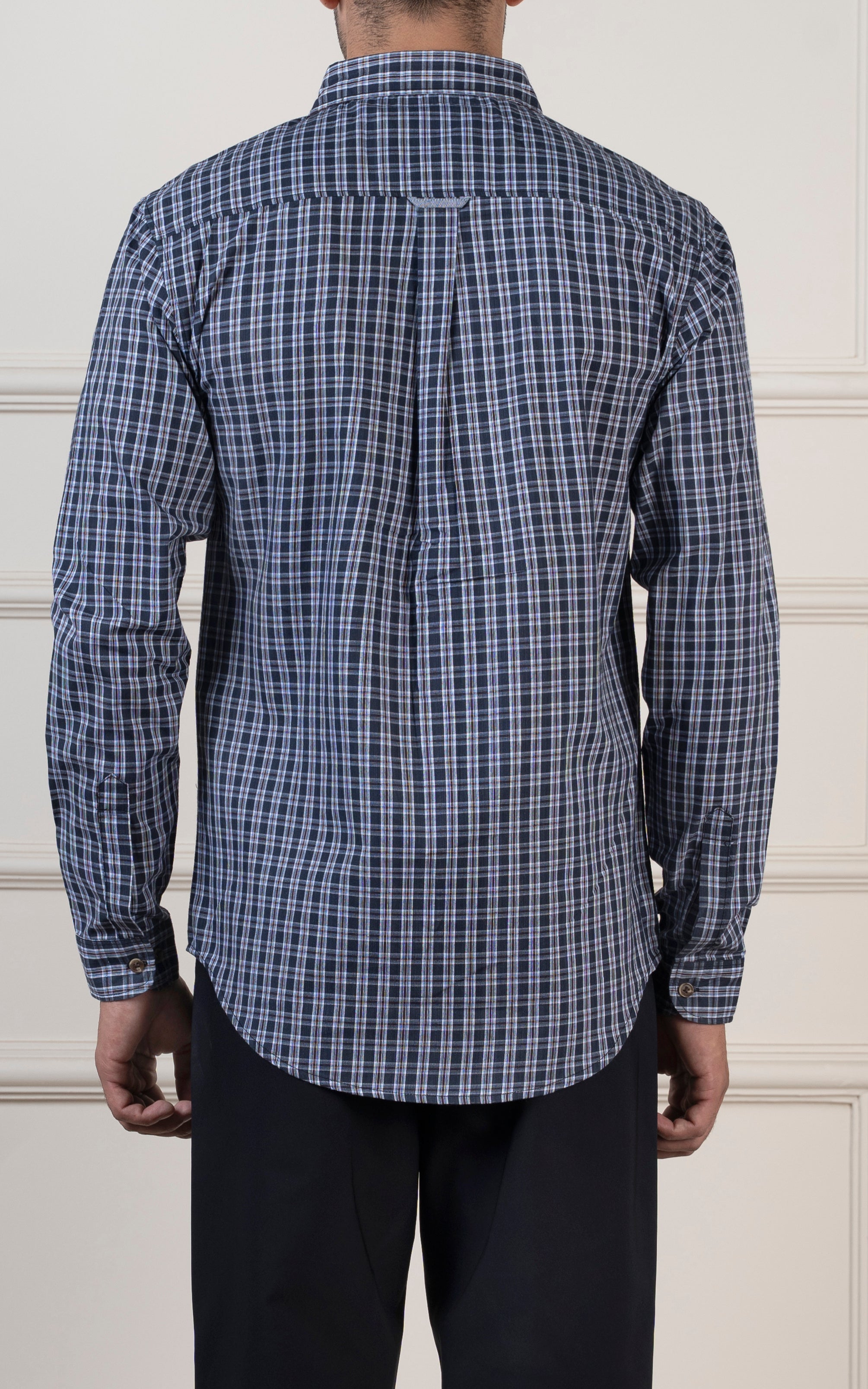 CHECKED CASUAL SHIRT NAVY