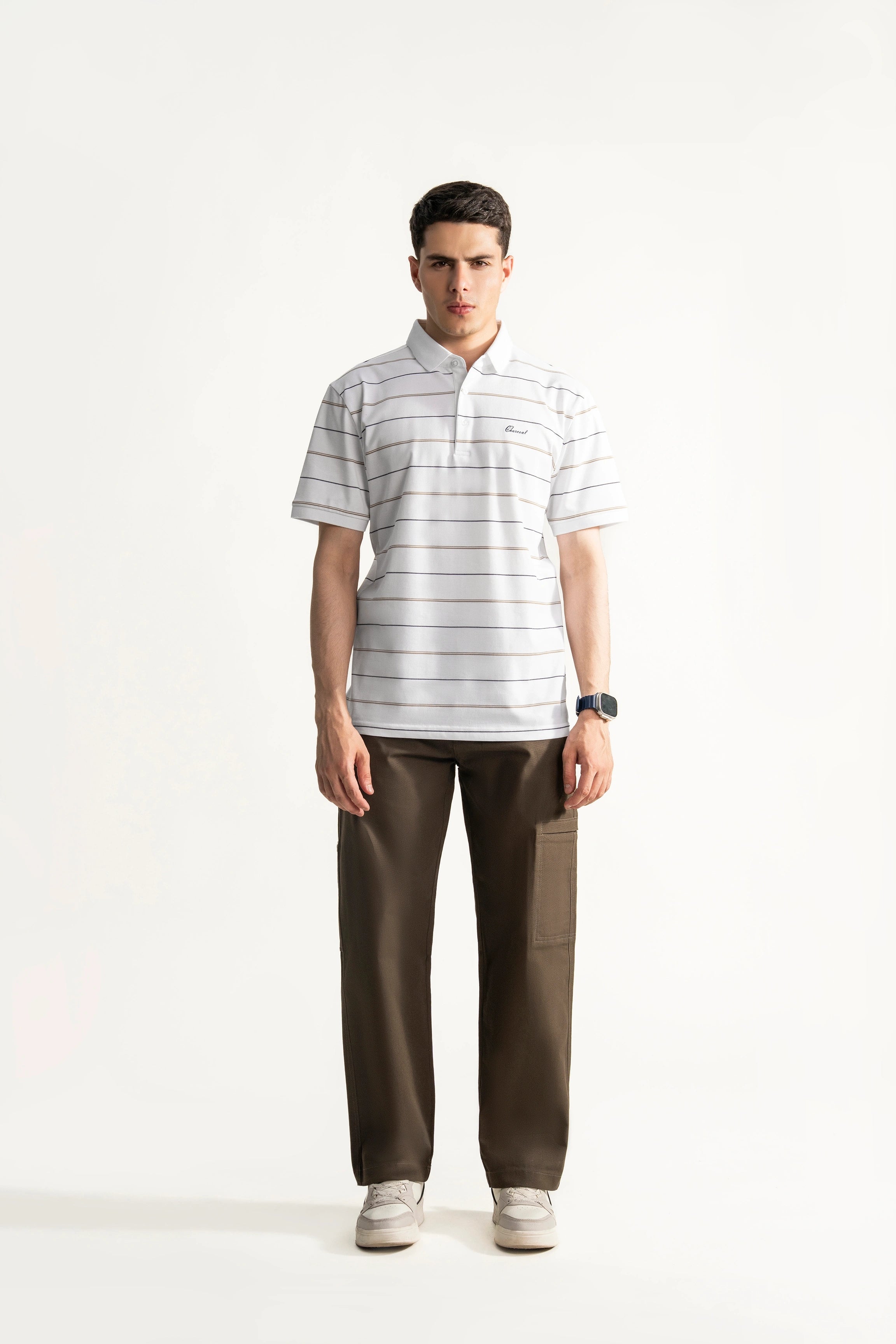 SMART FIT CLASSIC PREMIUM STRIPED POLO SHIRT WHITE