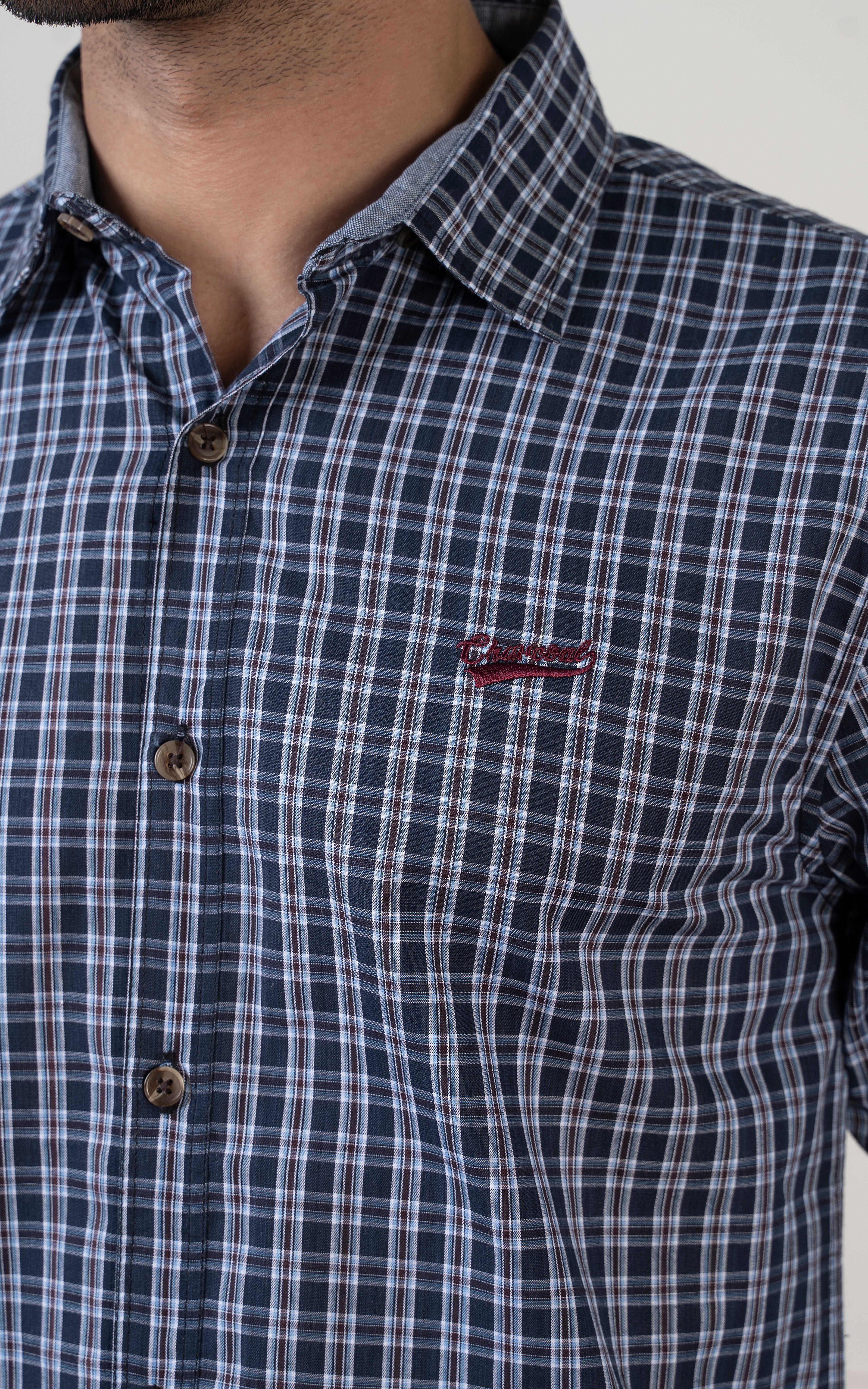 CHECKED CASUAL SHIRT NAVY