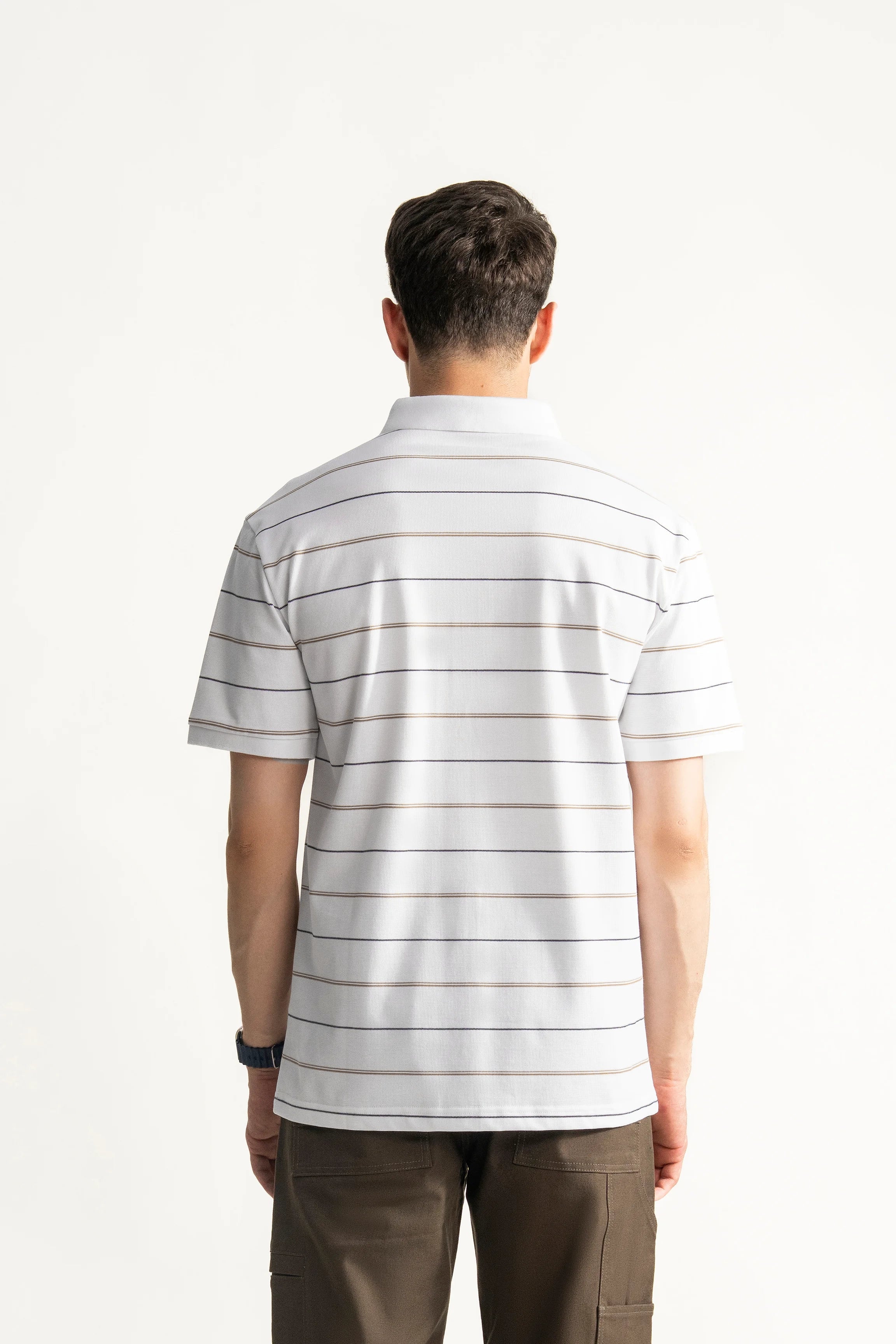 SMART FIT CLASSIC PREMIUM STRIPED POLO SHIRT WHITE