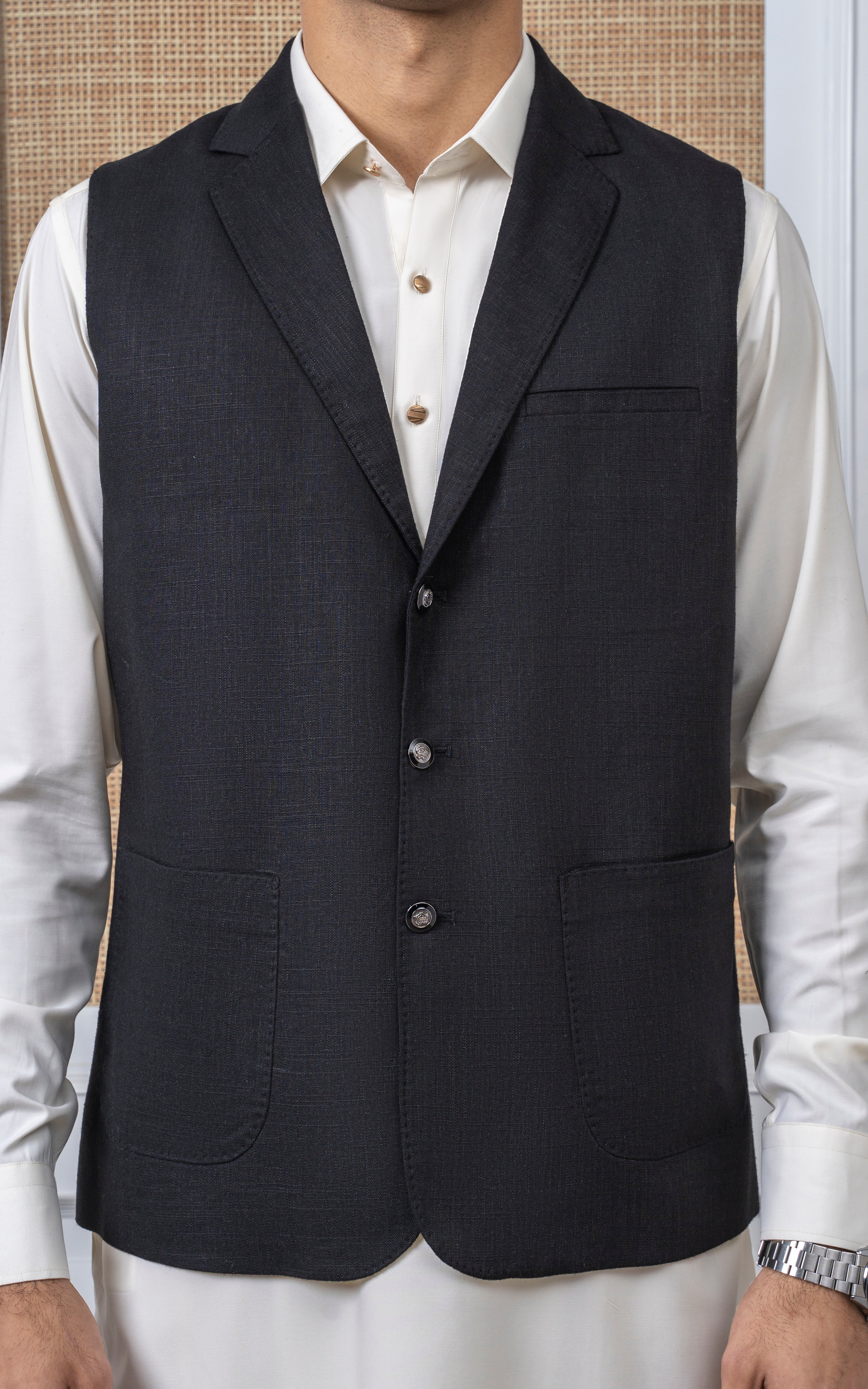 COTTON LINEN W/C -EXCLUSIVE COLLECTION  BLACK