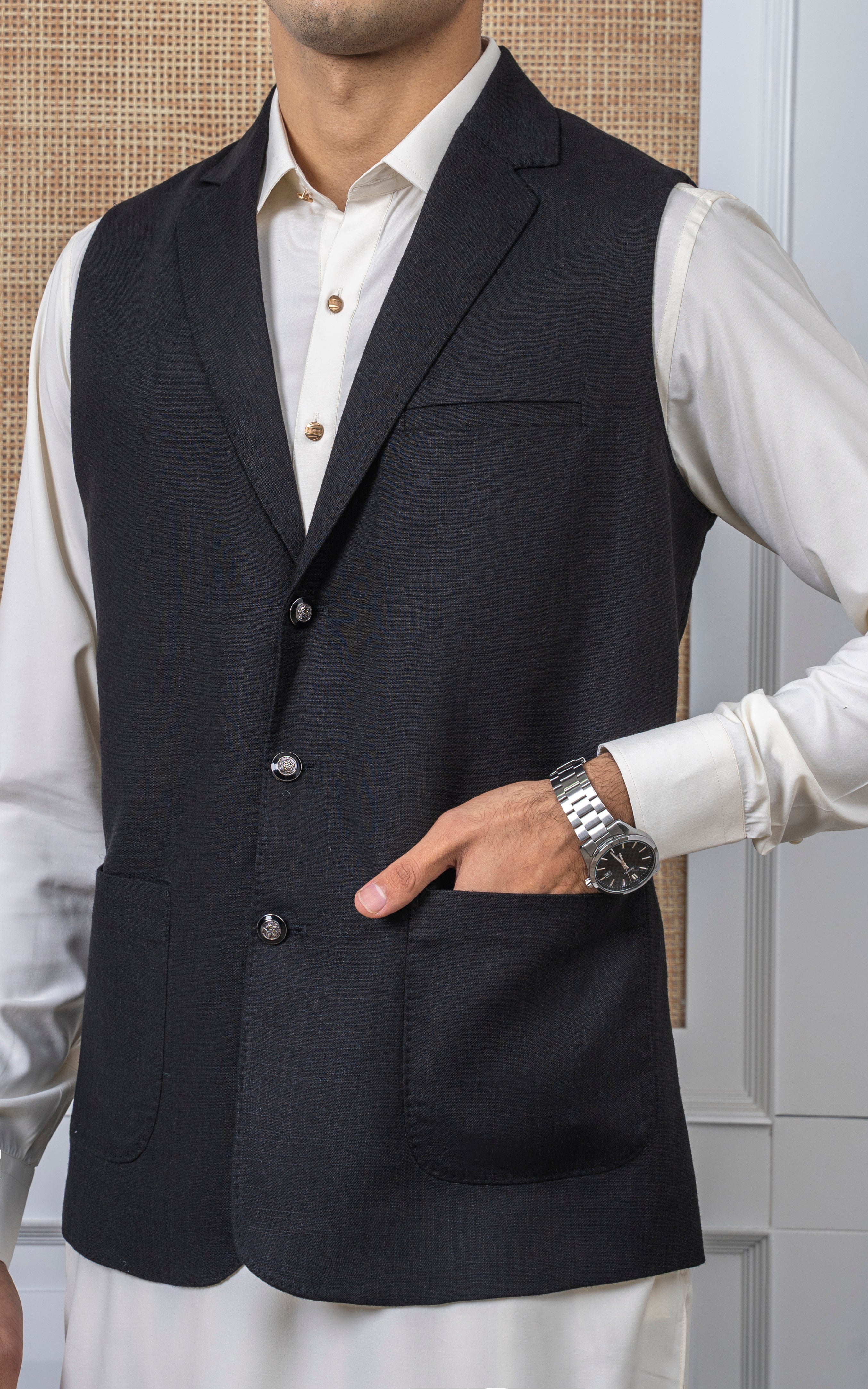 COTTON LINEN W/C -EXCLUSIVE COLLECTION  BLACK