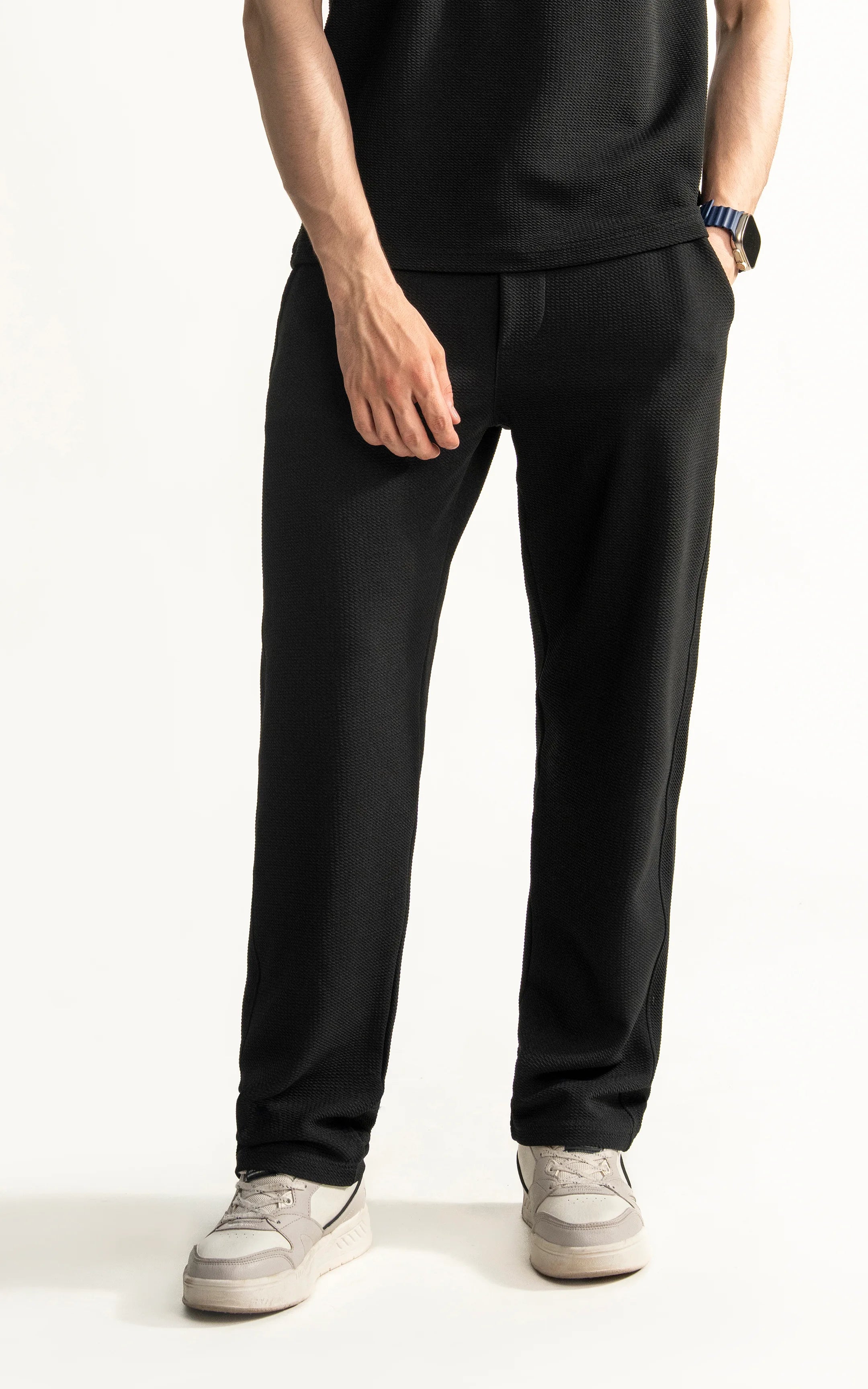 LOOSE FIT OPEN BOTTOM TROUSER BLACK