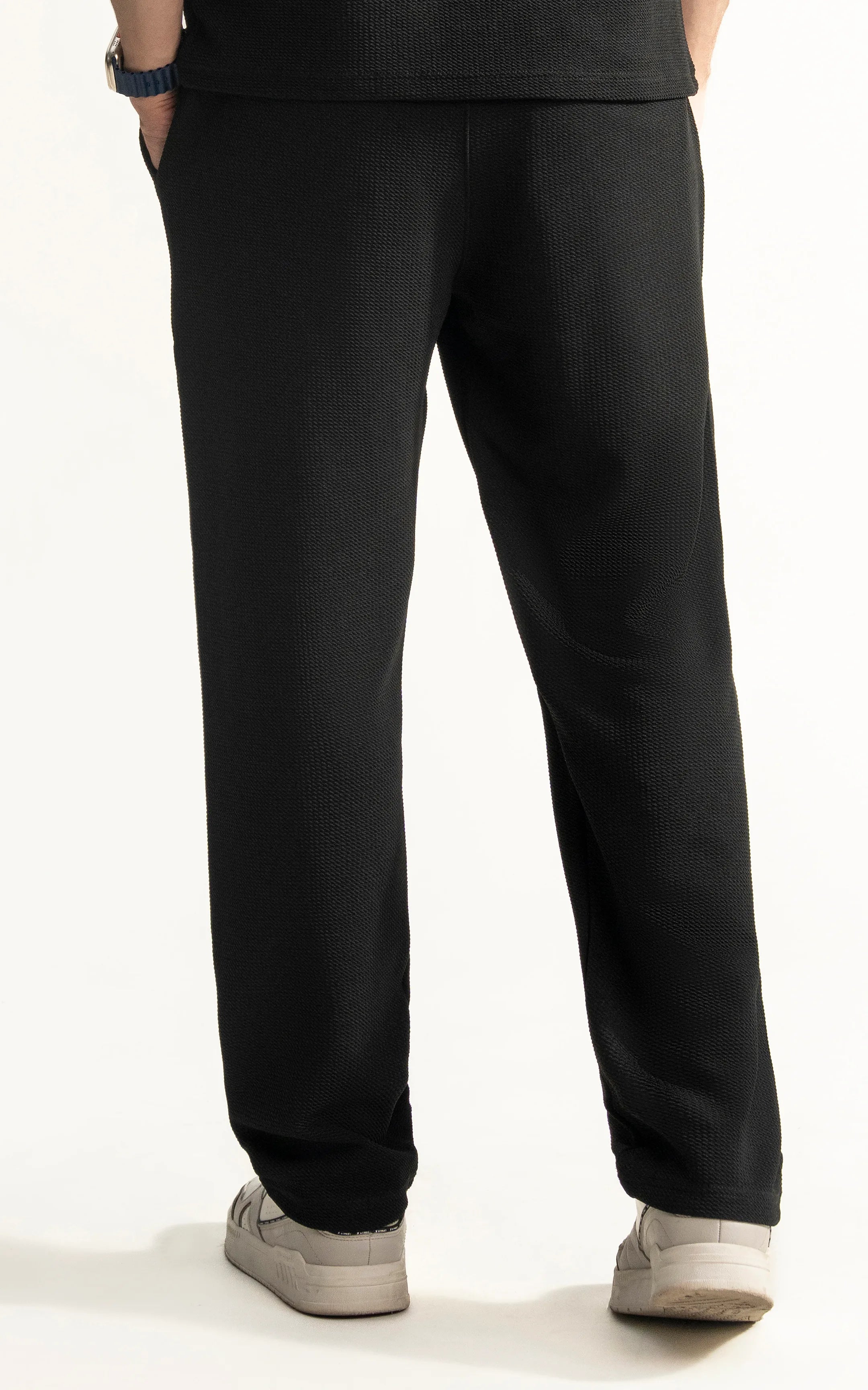 LOOSE FIT OPEN BOTTOM TROUSER BLACK