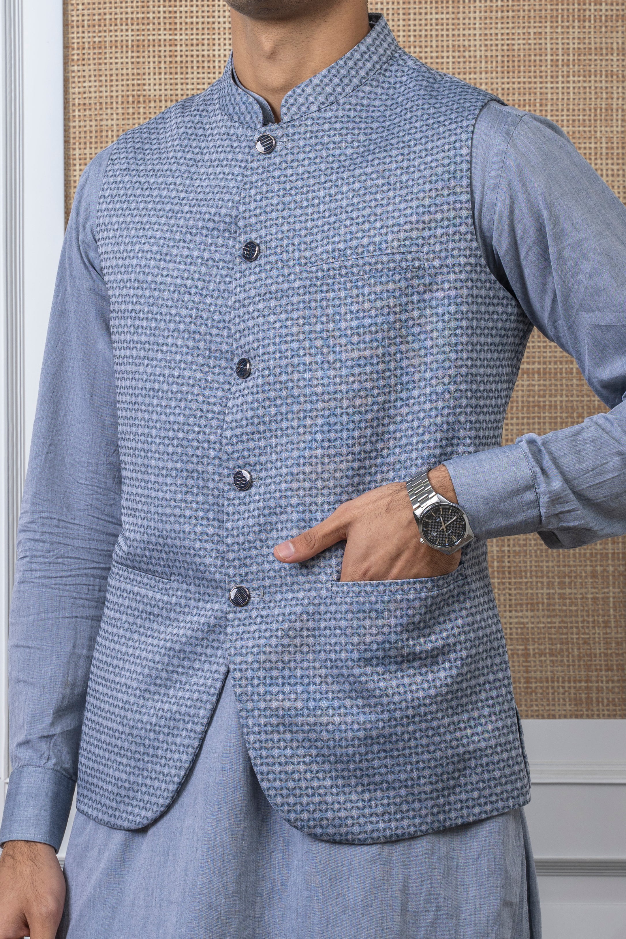 YARN DYED JACQUARD W/C -PREMIUM COLLECTION BLUISH GREY