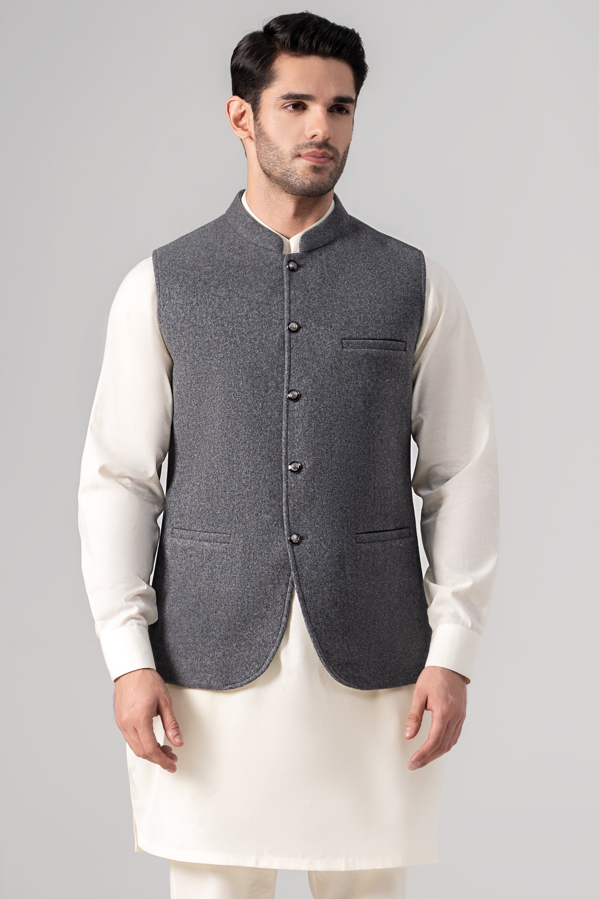 WOOLEN WAISTCOAT MID GREY