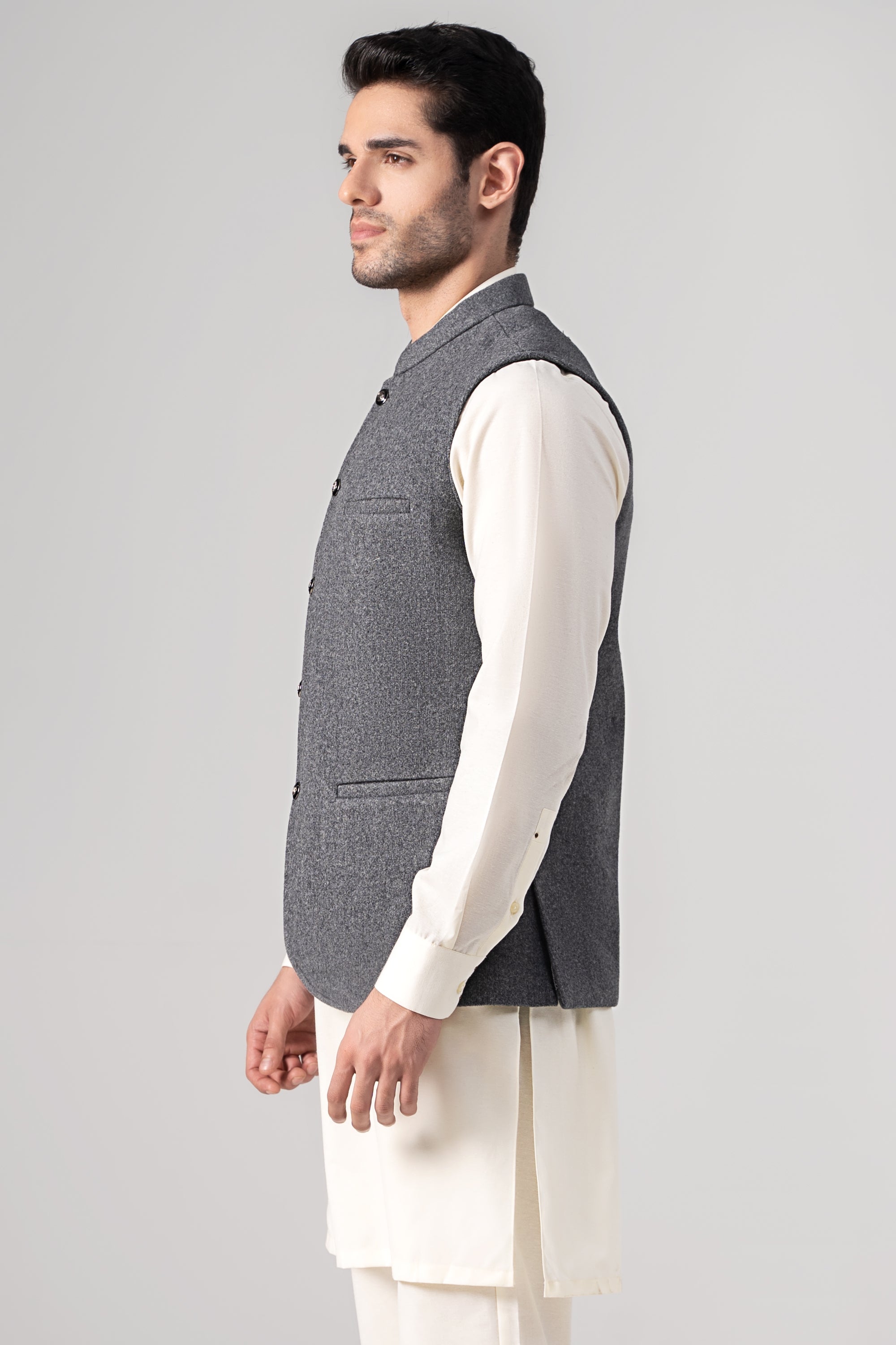 WOOLEN WAISTCOAT MID GREY
