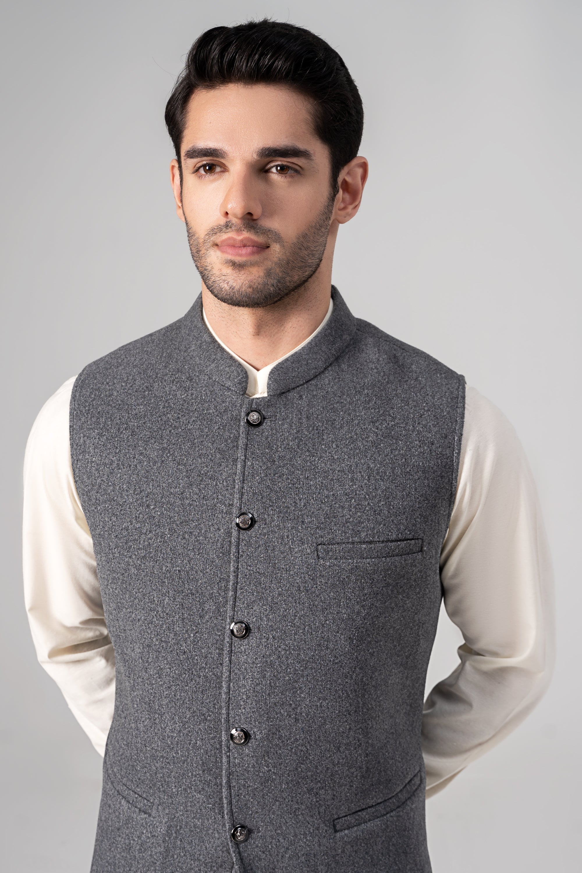 WOOLEN WAISTCOAT MID GREY