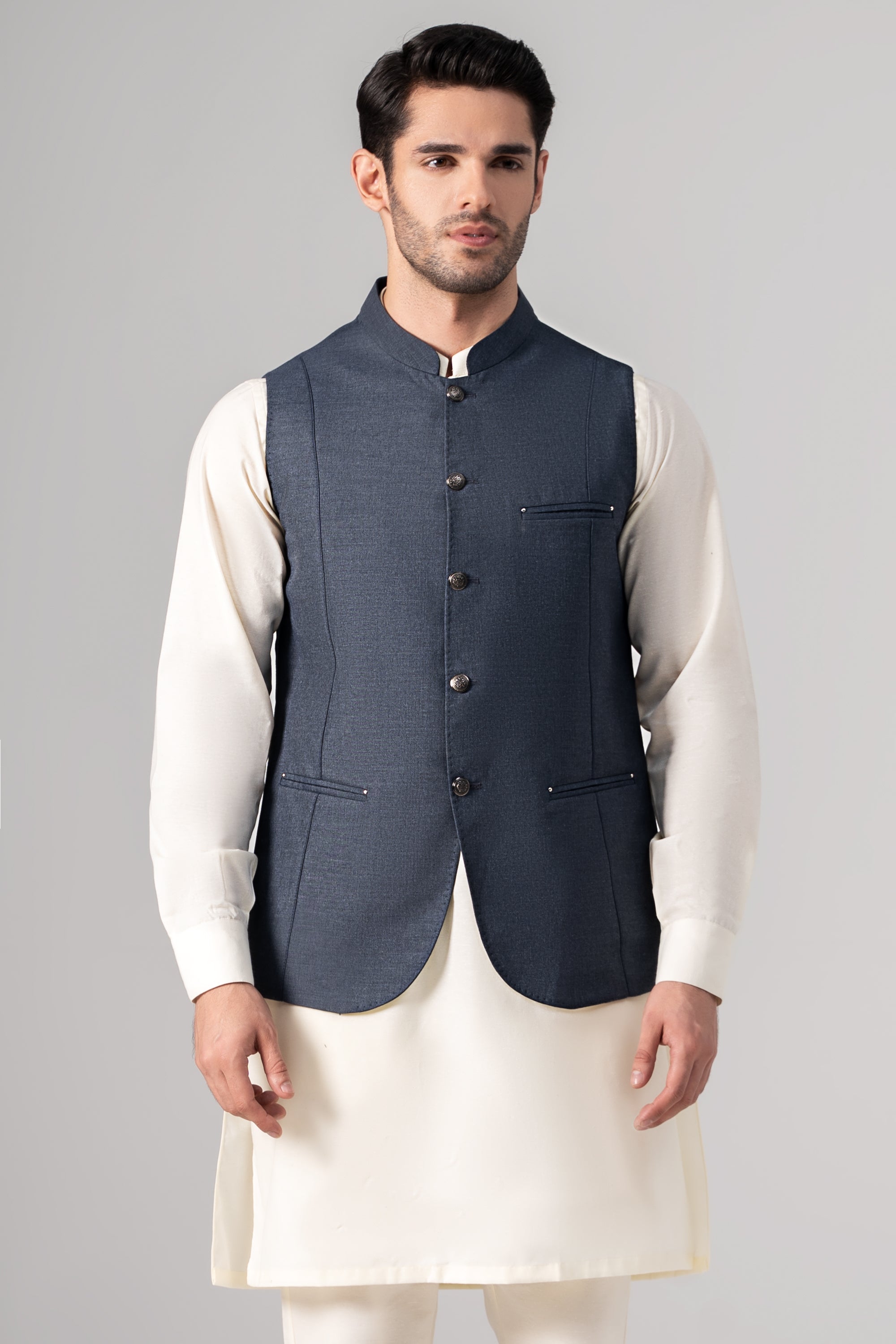 Mélange Tropical Waistcoat - SIGNATURE COLLECTION DARK NAVY