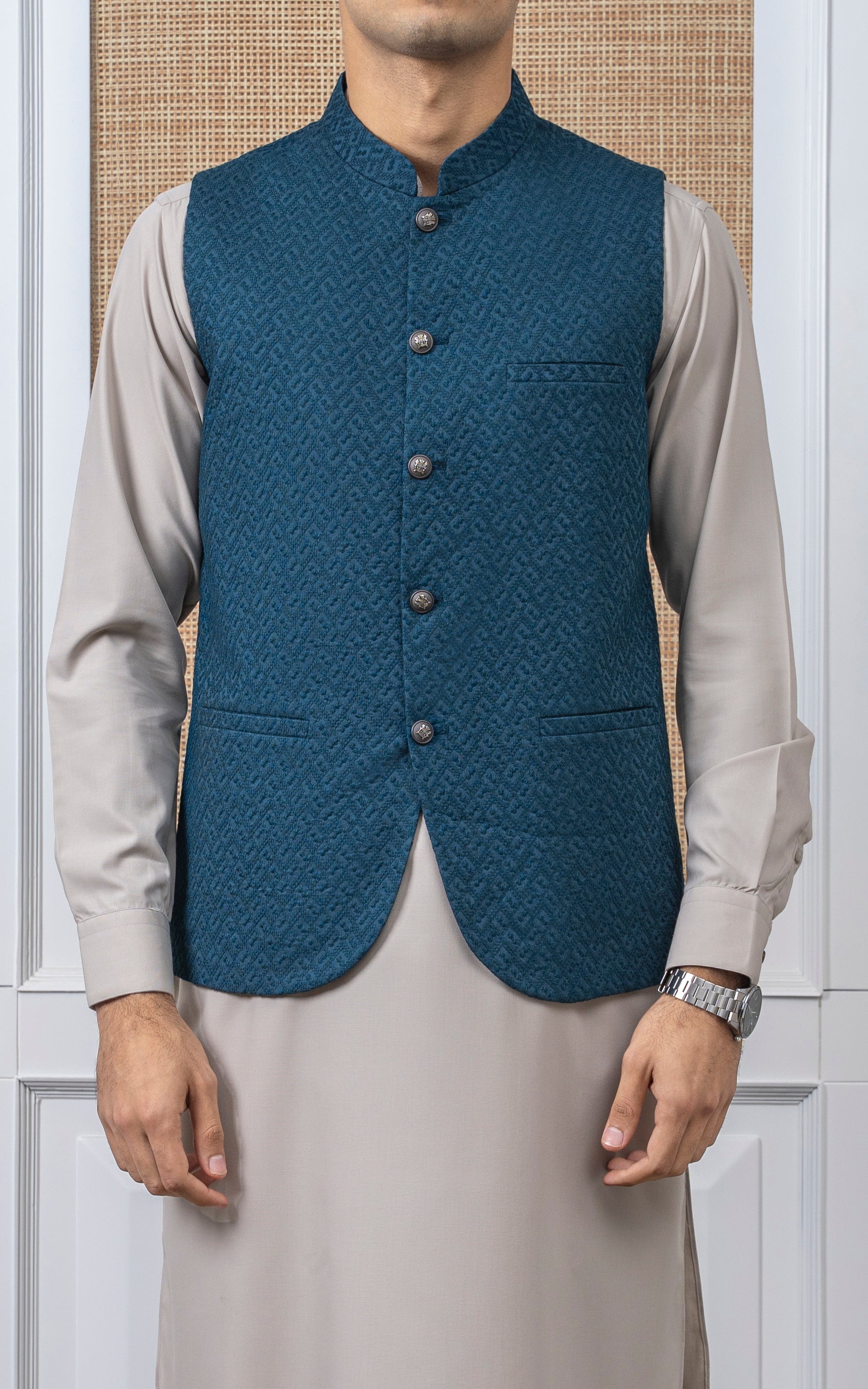 SCHIFFLI EMBROIDERED W/C -SIGNATURE COLLECTION TEAL