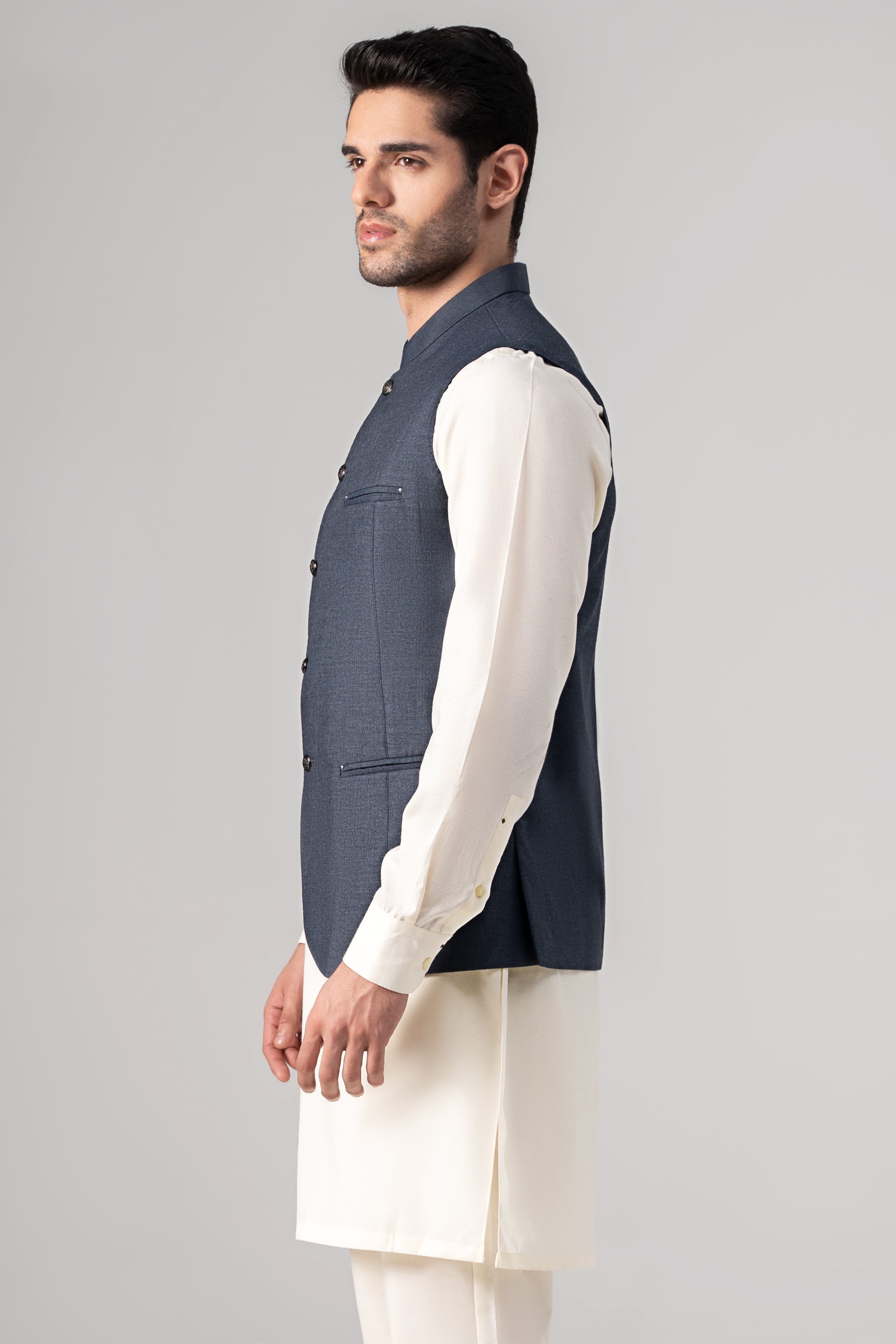 Mélange Tropical Waistcoat - SIGNATURE COLLECTION DARK NAVY