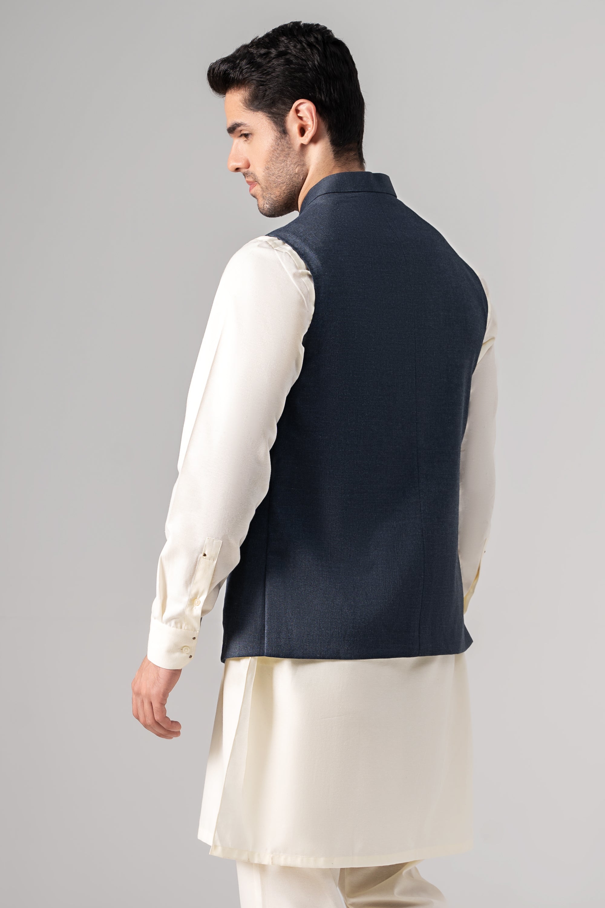 Mélange Tropical Waistcoat - SIGNATURE COLLECTION DARK NAVY