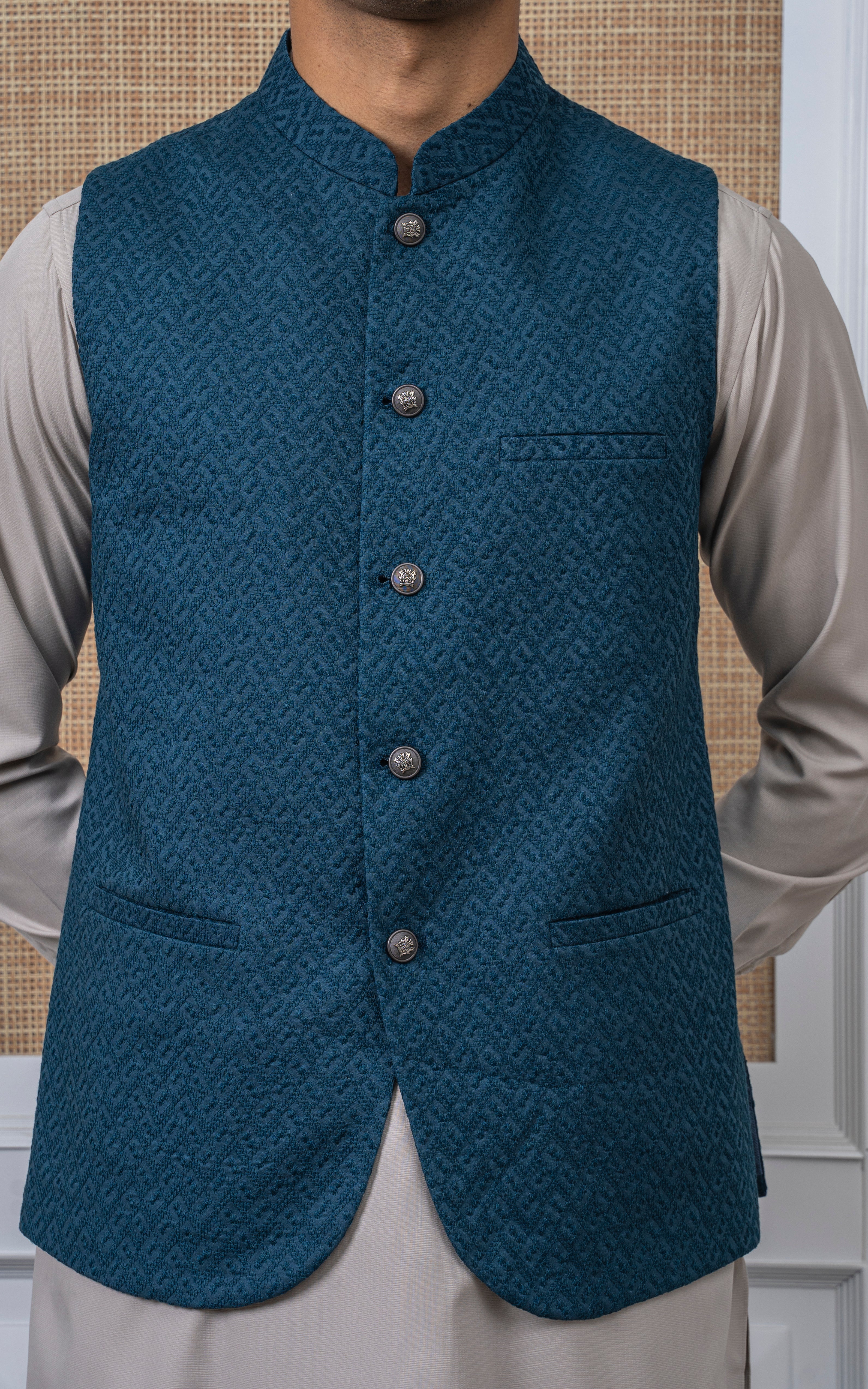 SCHIFFLI EMBROIDERED W/C -SIGNATURE COLLECTION TEAL