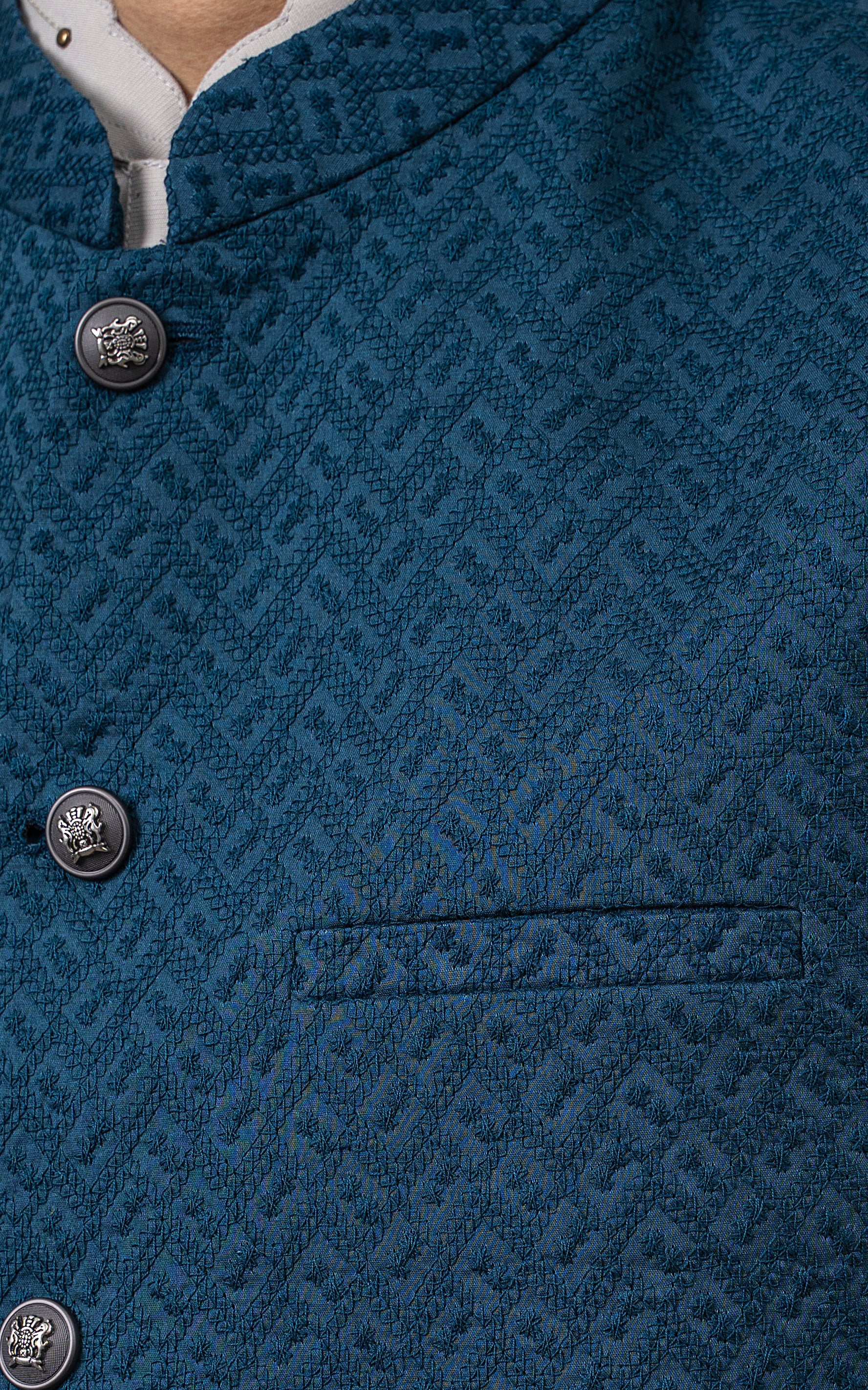 SCHIFFLI EMBROIDERED W/C -SIGNATURE COLLECTION TEAL
