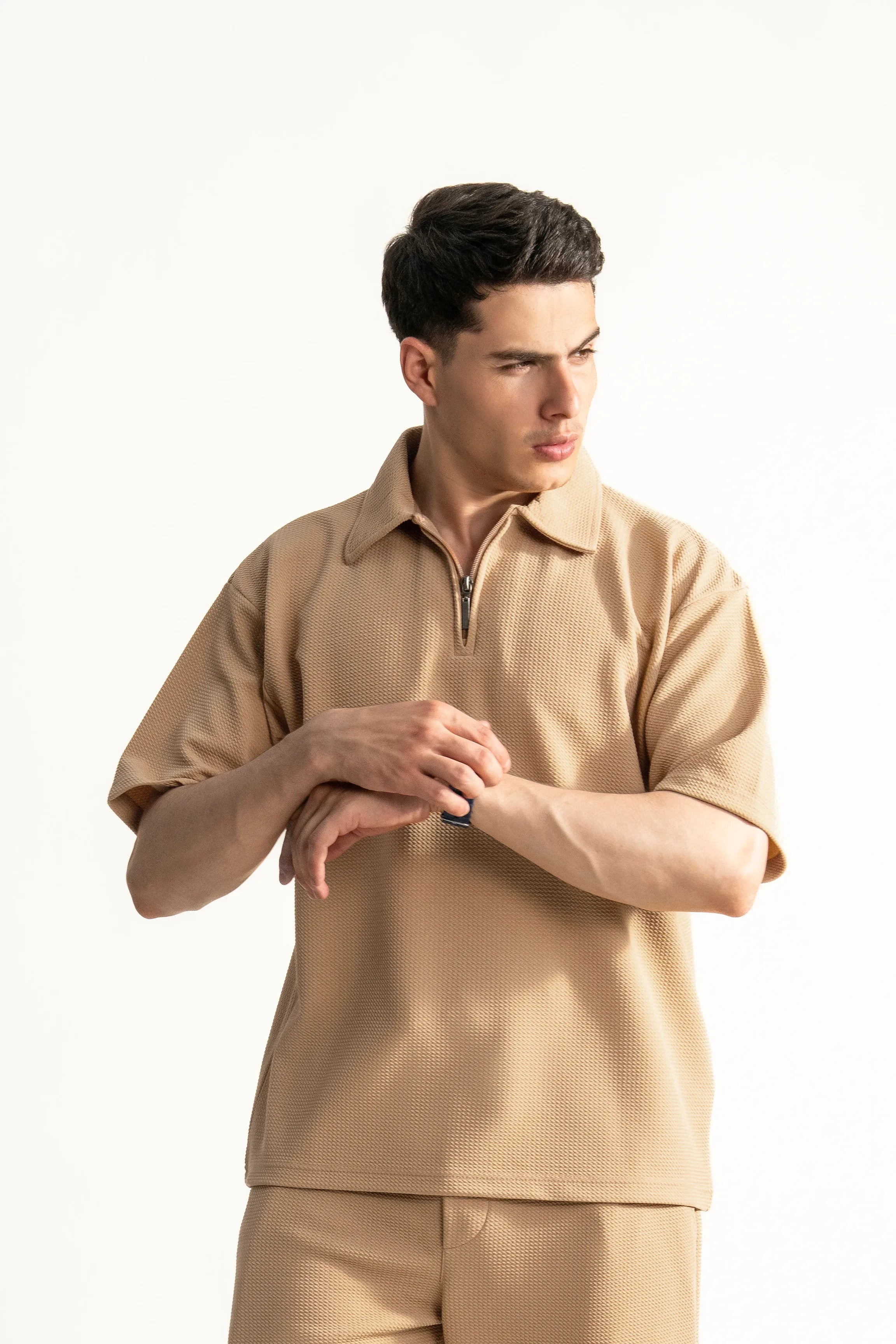 OVERSIZE POLO SHIRT BEIGE