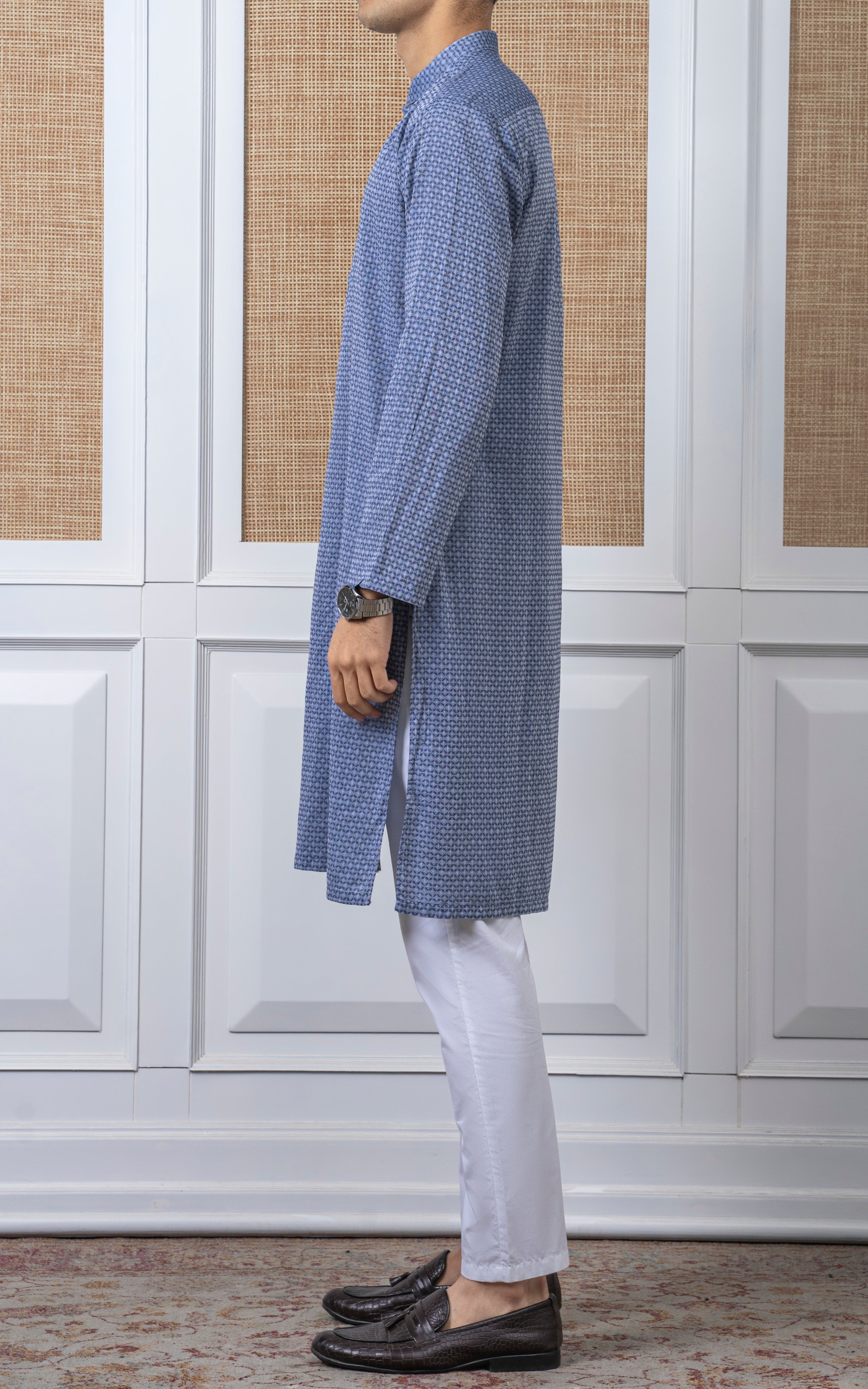 YARN DYED JACQUARD KURTA - PREMIUM COLLECTION BLUE