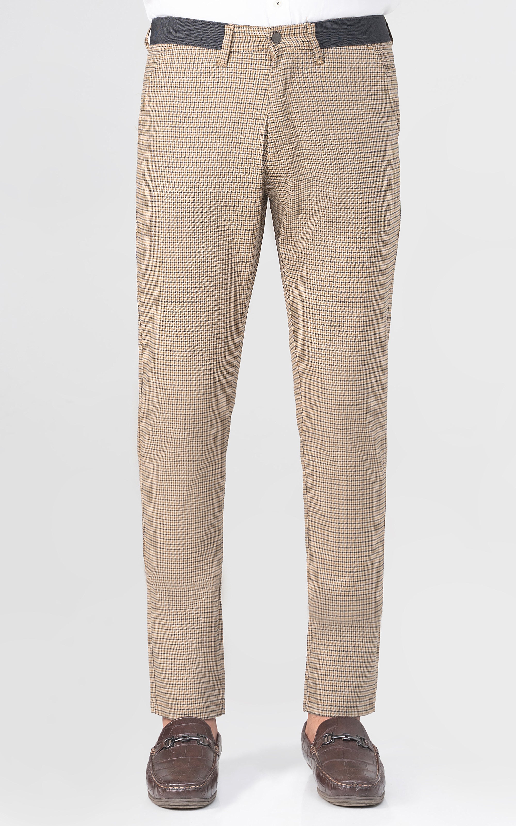 CROSS POCKET MINI CHECK PANT KHAKI BLACK