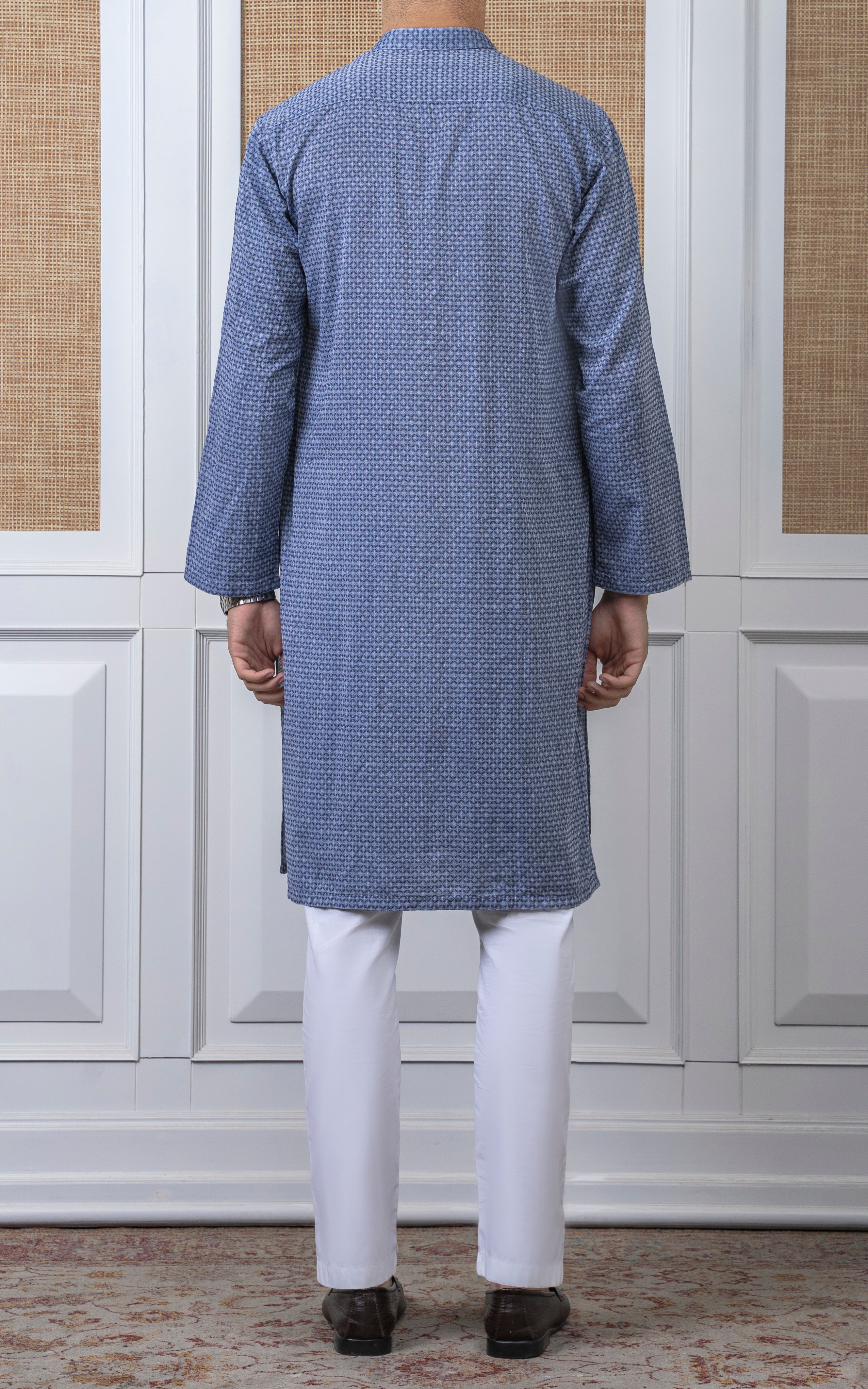 YARN DYED JACQUARD KURTA - PREMIUM COLLECTION BLUE