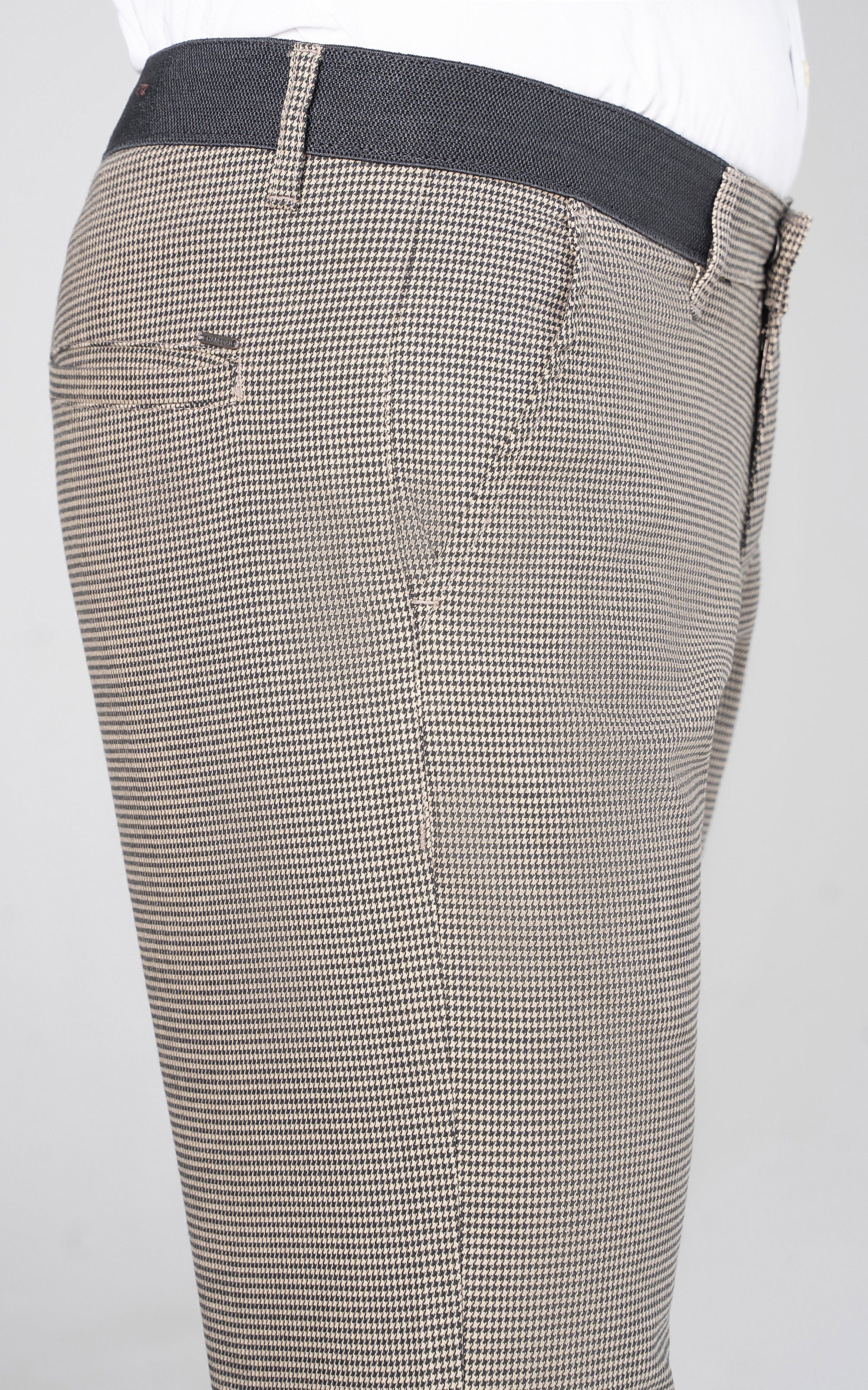 CROSS POCKET MINI CHECK PANT BEIGE BLACK